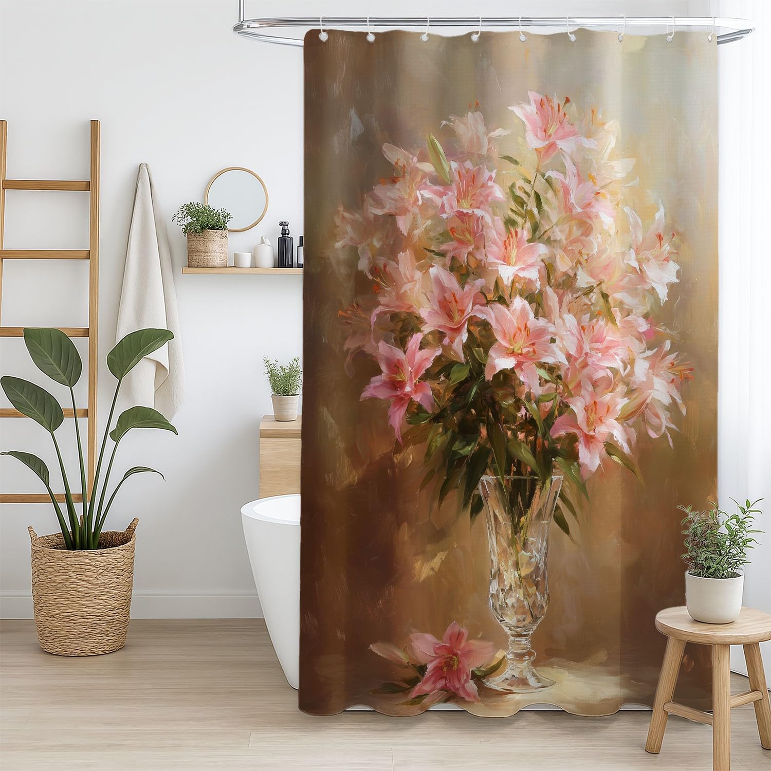 Generisch Zasłona prysznicowa 240 x 200 cm, zestaw 1 szt., mikrofibra, wodoszczelna i odporna na pleśń, nadaje się do prania, do łazienki i wanny, z oczkami i haczykami, jasnoróżowa, ciepłe