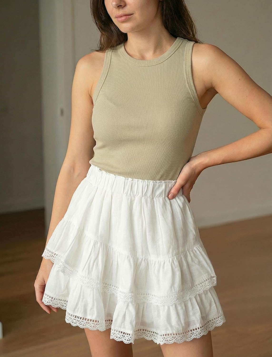 Women's Flowy Ruffle Skorts Shorts High Waisted Boho Cute Mini Skirts Casual Dressy Summer Beach Golf Shorts Vacation - Image 2