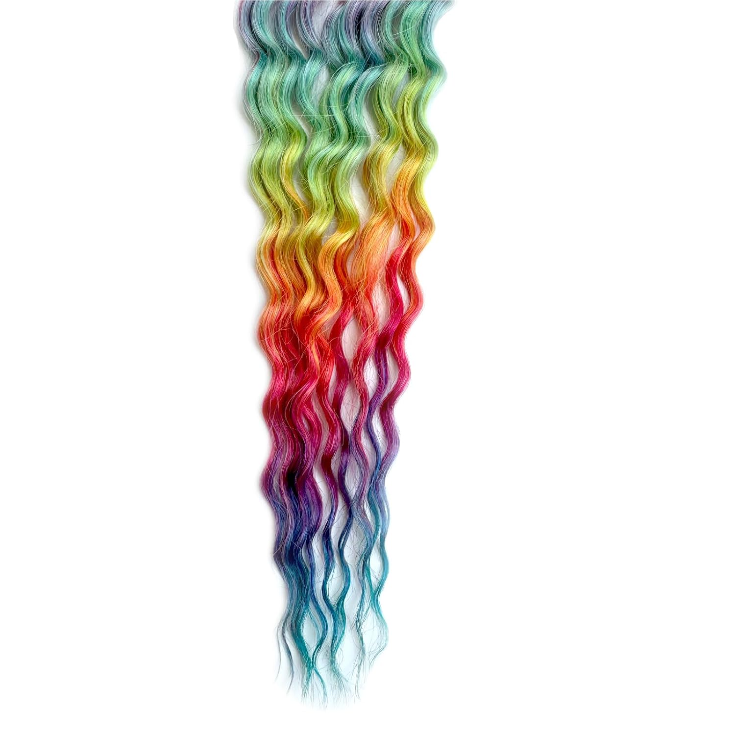 Curly Dreads with Box Braid Boho Style Dreads Synthetic Double Ended Dreadlock Extensions 26inches 10 Strands Thin Soft DE Dreadlock Extensions (Rainbow)