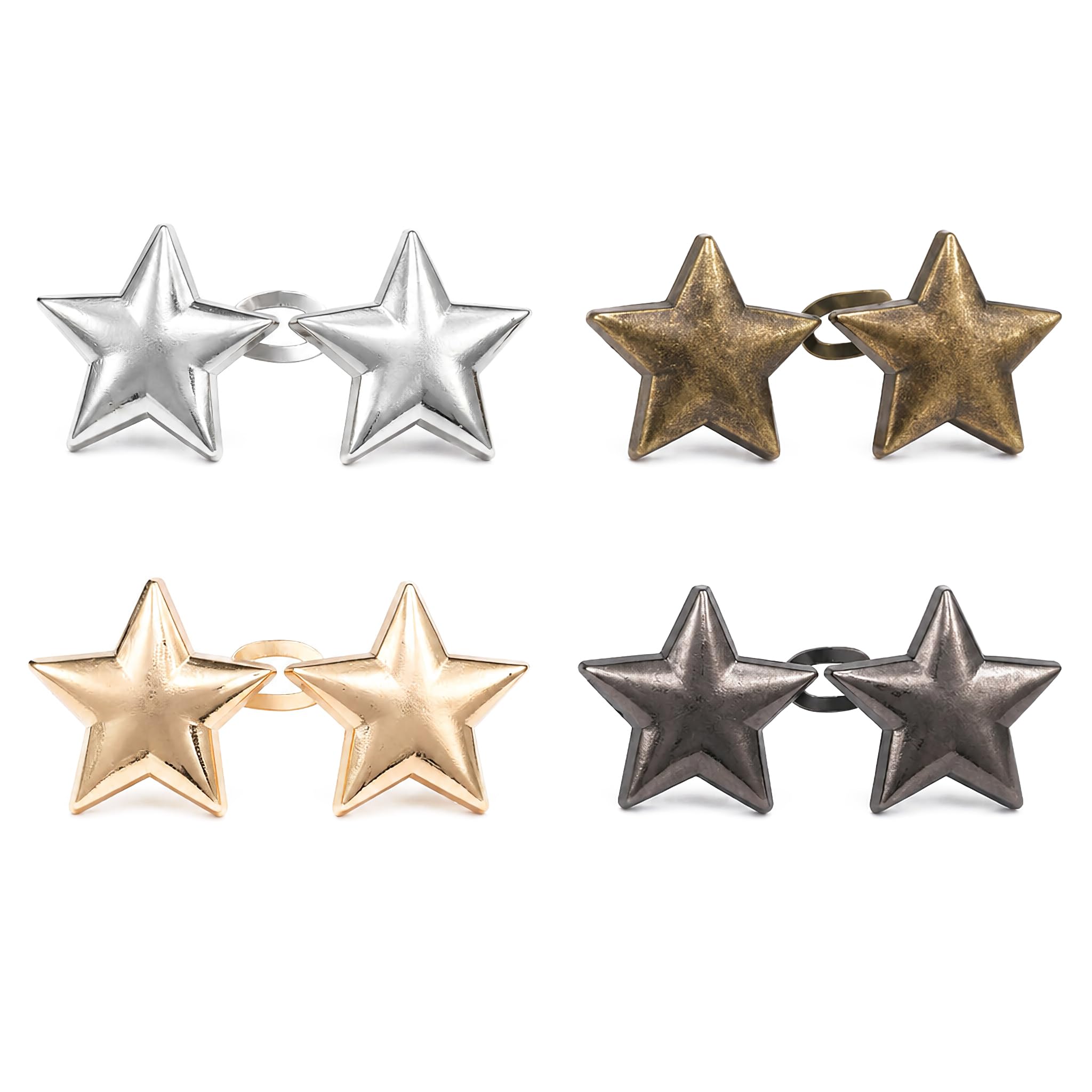 Zyssby 4 Pairs Waist Tightener Clips,Reusable Pentagram Cinch Clip,Instant Removable Trouser Clips,Adjustable Waistband Tightener,for Loose Jeans Skirts Sleeves No Sewing Required(4 Colors)