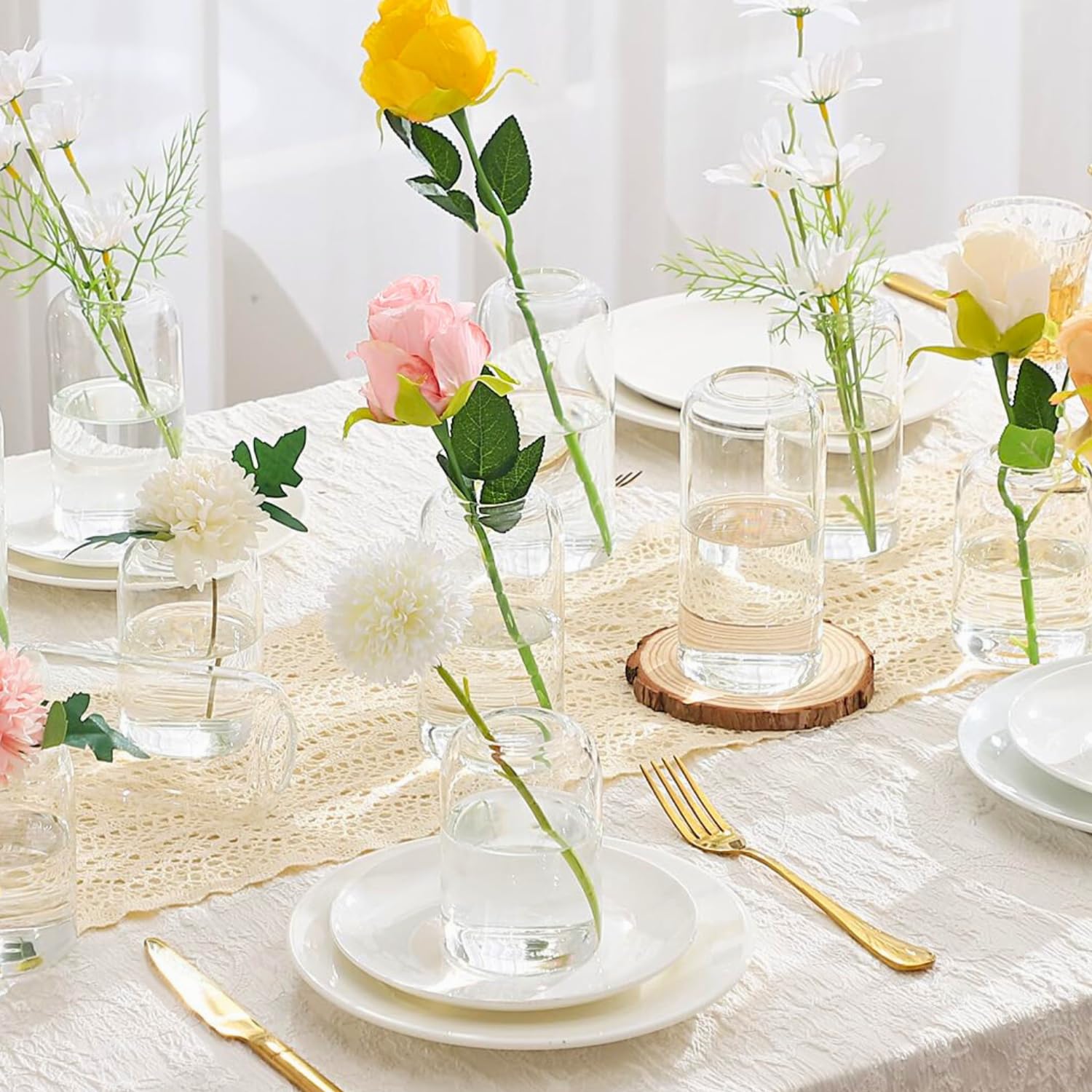 ROLLSCERAY Knospenvasen Set - Klare Glasvasen Für Tischdekoration & Hochzeit