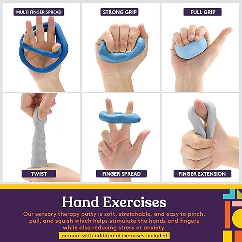 Miniatura 3 de Special Supplies Masilla terapéutica para niños y adultos  Kit de masilla de terapia de alivio de estrés para ejercicio de mano resistivo, juego de