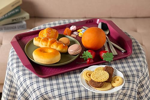 Miniatura 6 de Bandeja de plástico para comida rápida, 16.7 x 11.8 pulgadas, juego de 12 (rojo vino)