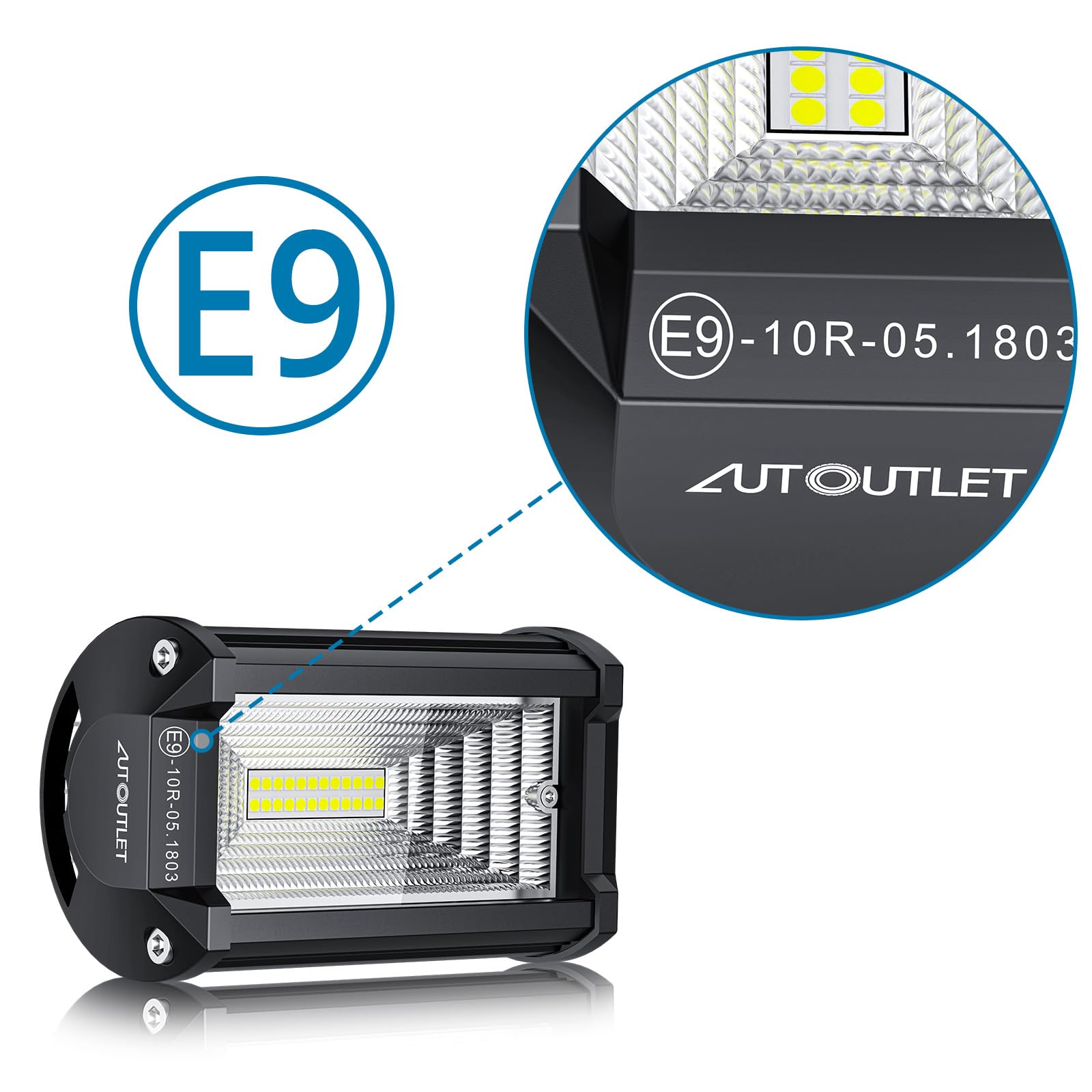AUTOUTLET 4PCS 72W Focos de Coche Foco de Trabajo LED 12V 24V 6000LM Impermeable IP65 Off-road Homologado para Camiones Pickup Jeep ATV UTV SUV Barco