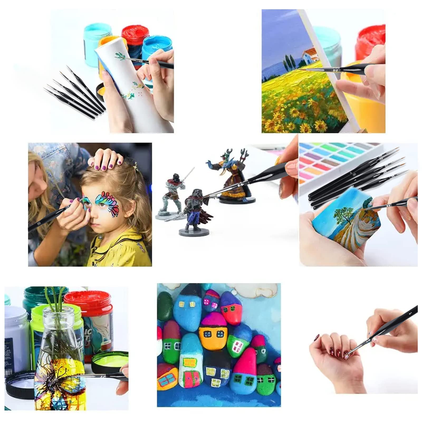 6er Set Feine Detailpinsel – Größen 00000 Bis 2, Nylonborsten, Für Nagelkunst, Aquarell, Modellbau & Miniaturmalerei
