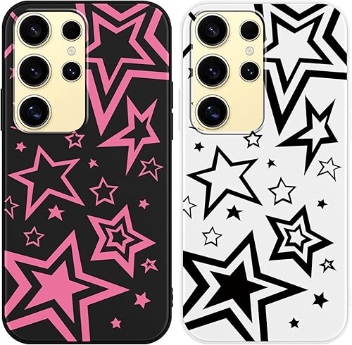 Yomjew 2 Pack Cute Pink Girly Star Phone Case for Samsung Galaxy S25 Ultra 5G 6.