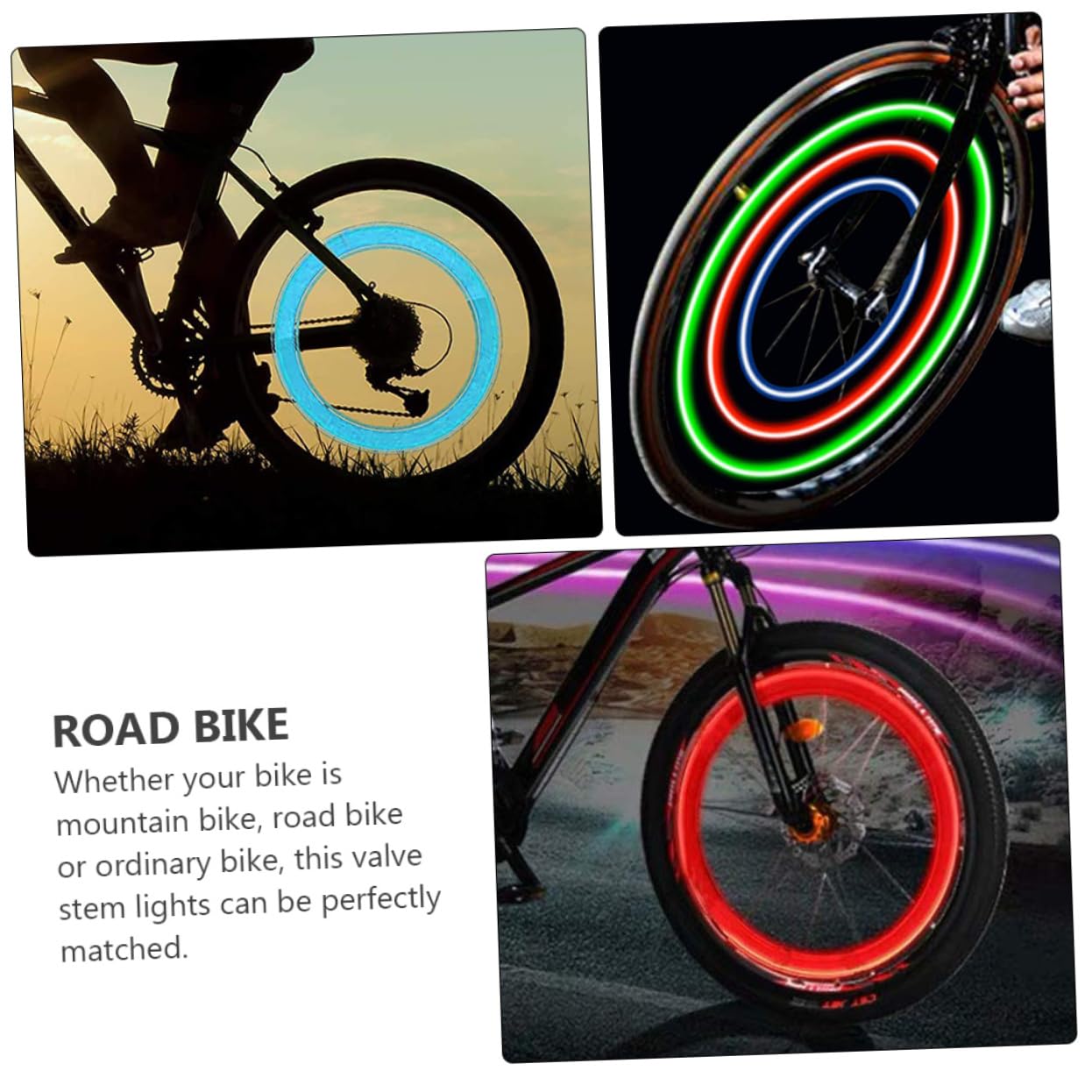 Abaodam 2sets Led Bike Wheel Light Tire Lamp Bike Light Wheel Tire Flashing Bicycle 8pcs*2 Random Color