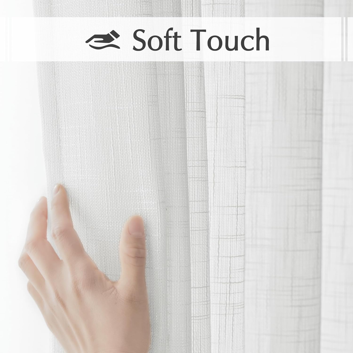 FMFUNCTEX Side Light Curtains White 72 Inch Linen Texture Semi Sheer French Door Panels for Glass Door Window - 24 Inches Long - 2 Panels