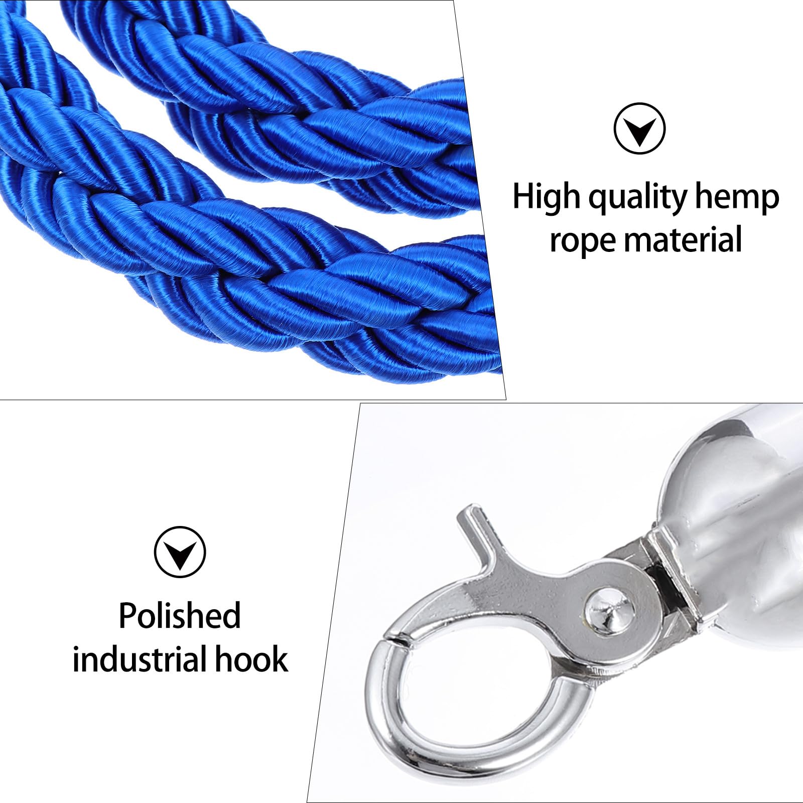 Corde de Barrière Torsadée en Corde Bleu 1,5m pour Contrôle des Foules et Guidage des Personnes Églises et Inaugurations