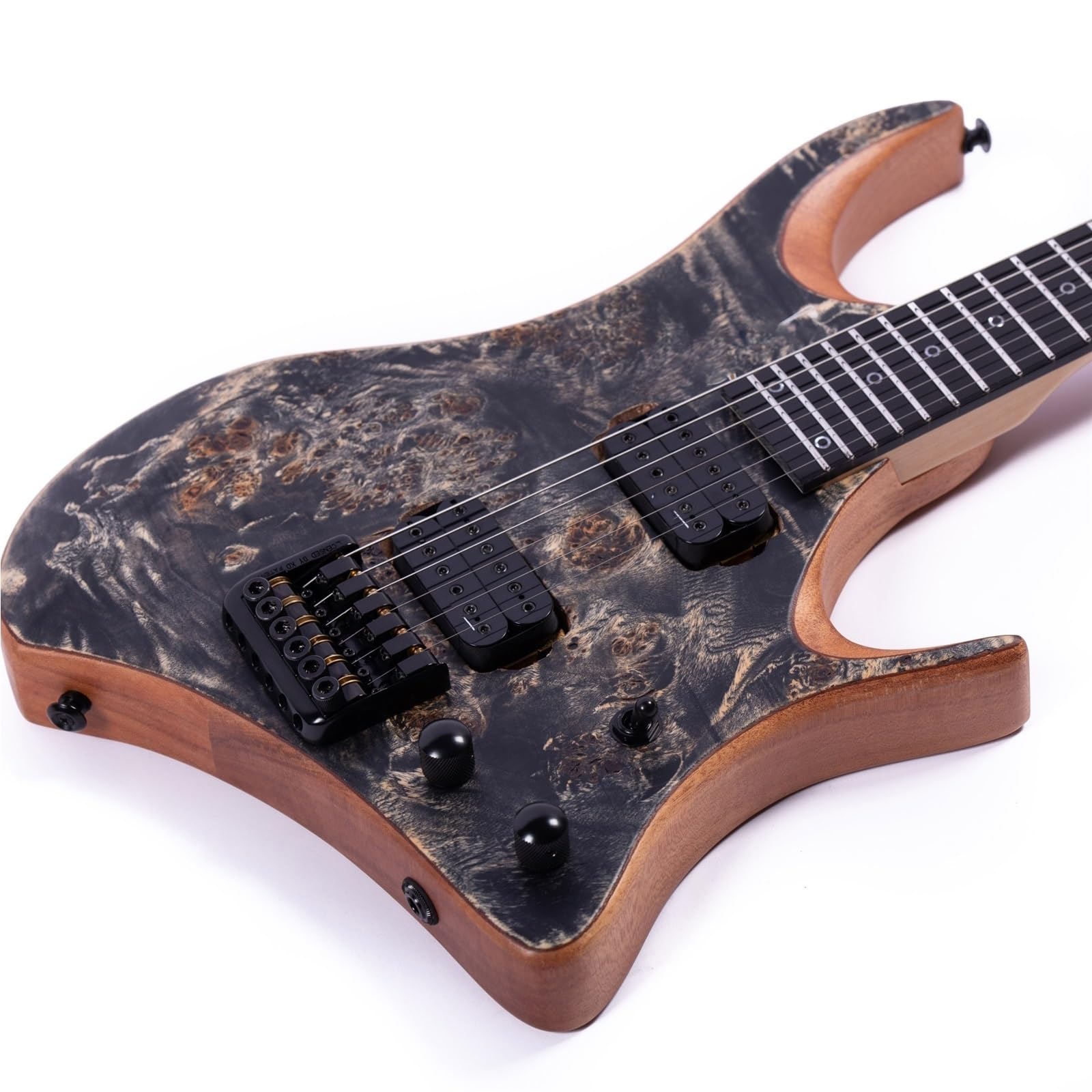 E-Gitarren-Starter-Set, 6 Saiten, 24 Bünde, Headless-Jazz-E-Gitarre, Schwarz