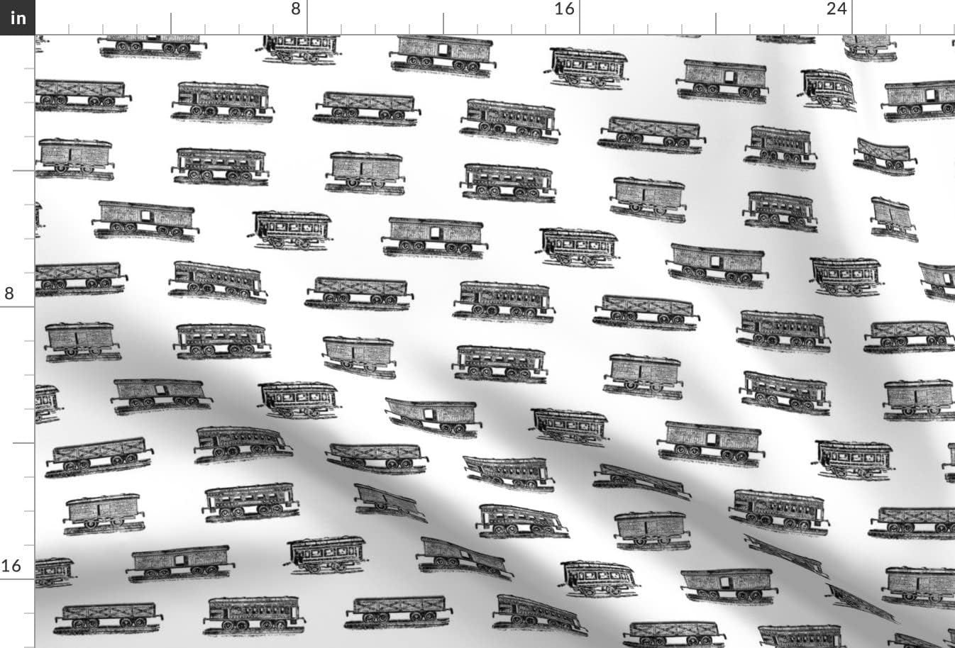 Spoonflower Fabric - Train Cars Pattern Black White Printed on Minky Fabric by The Yard - Sewing Baby Blankets Quilt Backing Plush