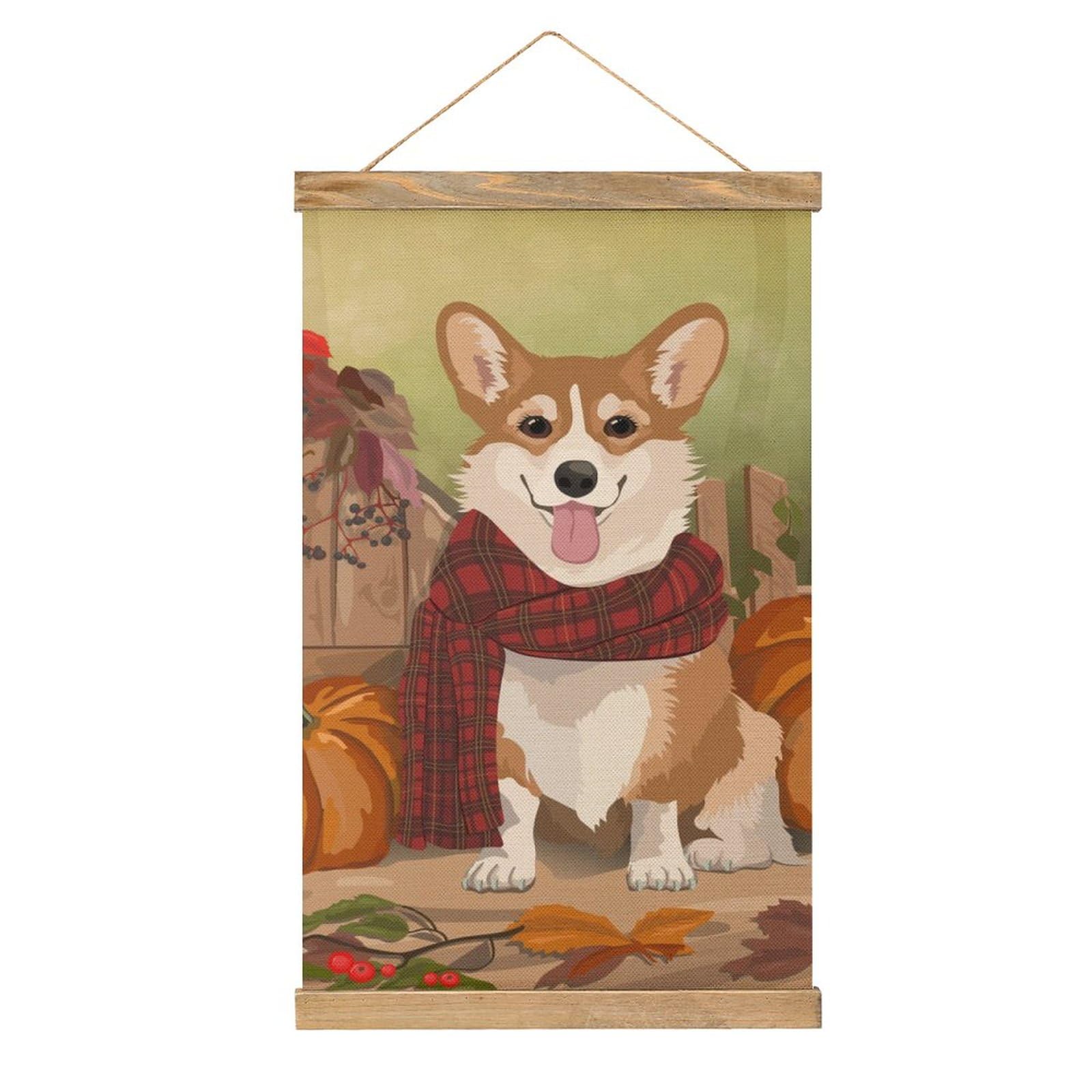 Amazon.co.jp: 帆布の絵 かわいいコーギー犬 掛ける絵 ポスター 巻物