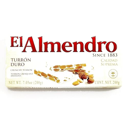 El Almendro Turrón crujiente de almendras (1 unidad por pedido) - Regalo de Navidad gourmet para las fiestas