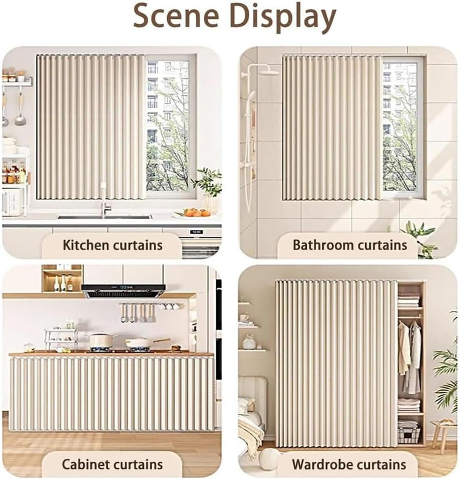 YZBZNG Schrankvorhang Zum Schieben, Vorhang für Schrank, Staubdichter Vorhang für Regal mit Selbstklebend Gleitschiene, schrankvorhänge,Grau-W200cm/H240cm