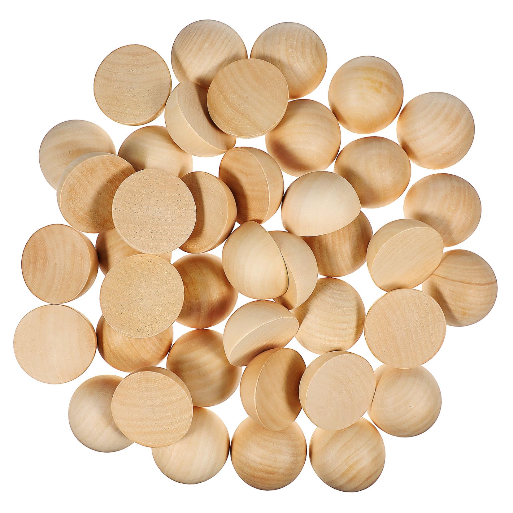 40 Medias Bolas de Madera sin Terminar, Superficie Lisa, 5cm, para Manualidades y Decoración, Fáciles de Pintar