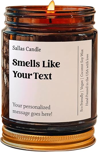Custom Personalized Gift Message Candle - Eco Friendly 4Oz & 9Oz Amber Scent Options