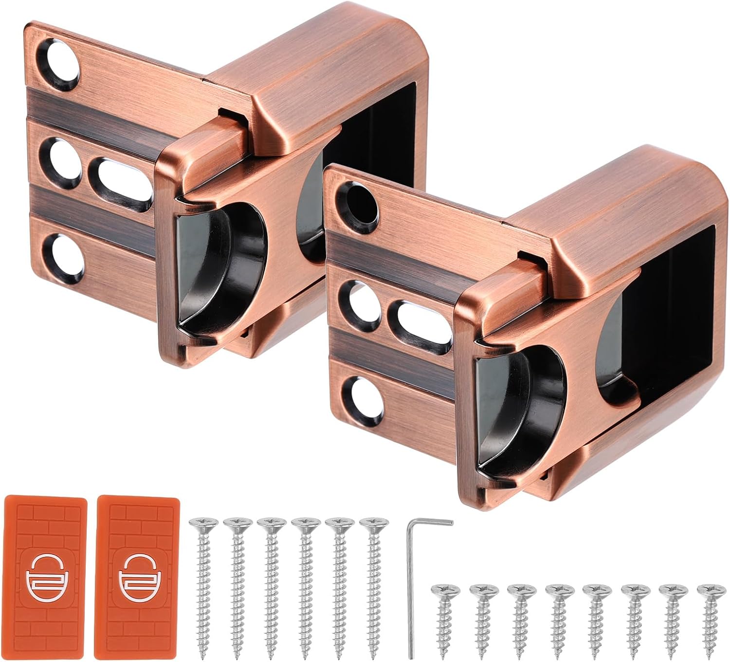 uxcell 2 Pcs Home Security Door Lock, Child Proof Door Reinforcement Lock Latch, Upgraded Safety Night Lock Extra Protective Door Lock for Inward Swinging Door, Bronze