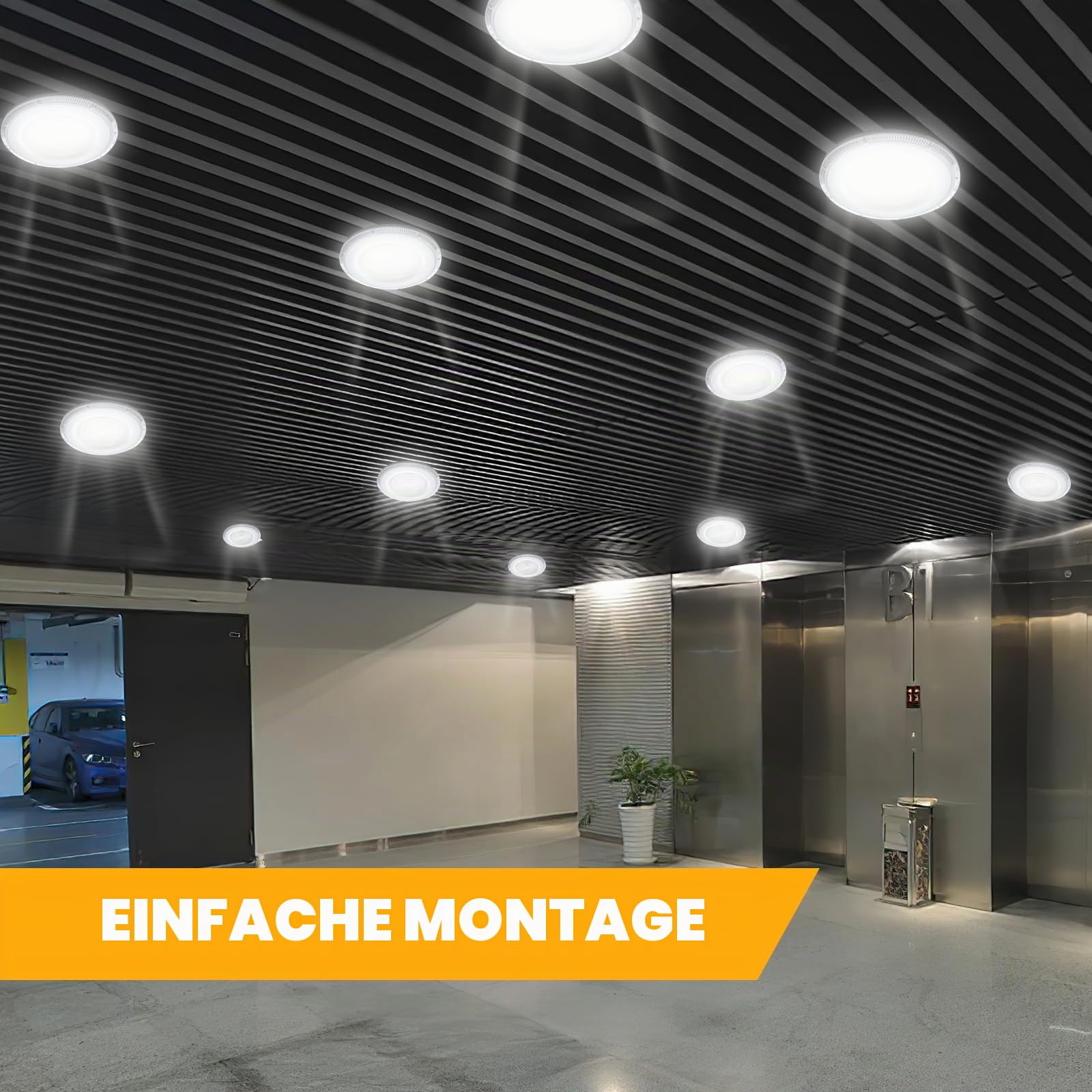 UFO LED Hallenstrahler 200W, 20000LM 6000K IP65 High Bay, 4PCS | Hallenleuchte Led, Lampen Garage mit 120° Abstrahlwinkel, Blendarm, 50000h Lebensdauer, Einfache Montage für Lager Werkstatt