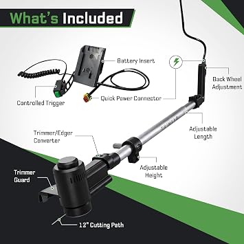 Trimyxs Lawn Mower Attachment Weed Wacker Arm for Hard-to-Reach Areas | Precision Edging & Trimming Tool | Extended Reach Design | 20V 4.0Ah Li-ion Battery & Charger Included