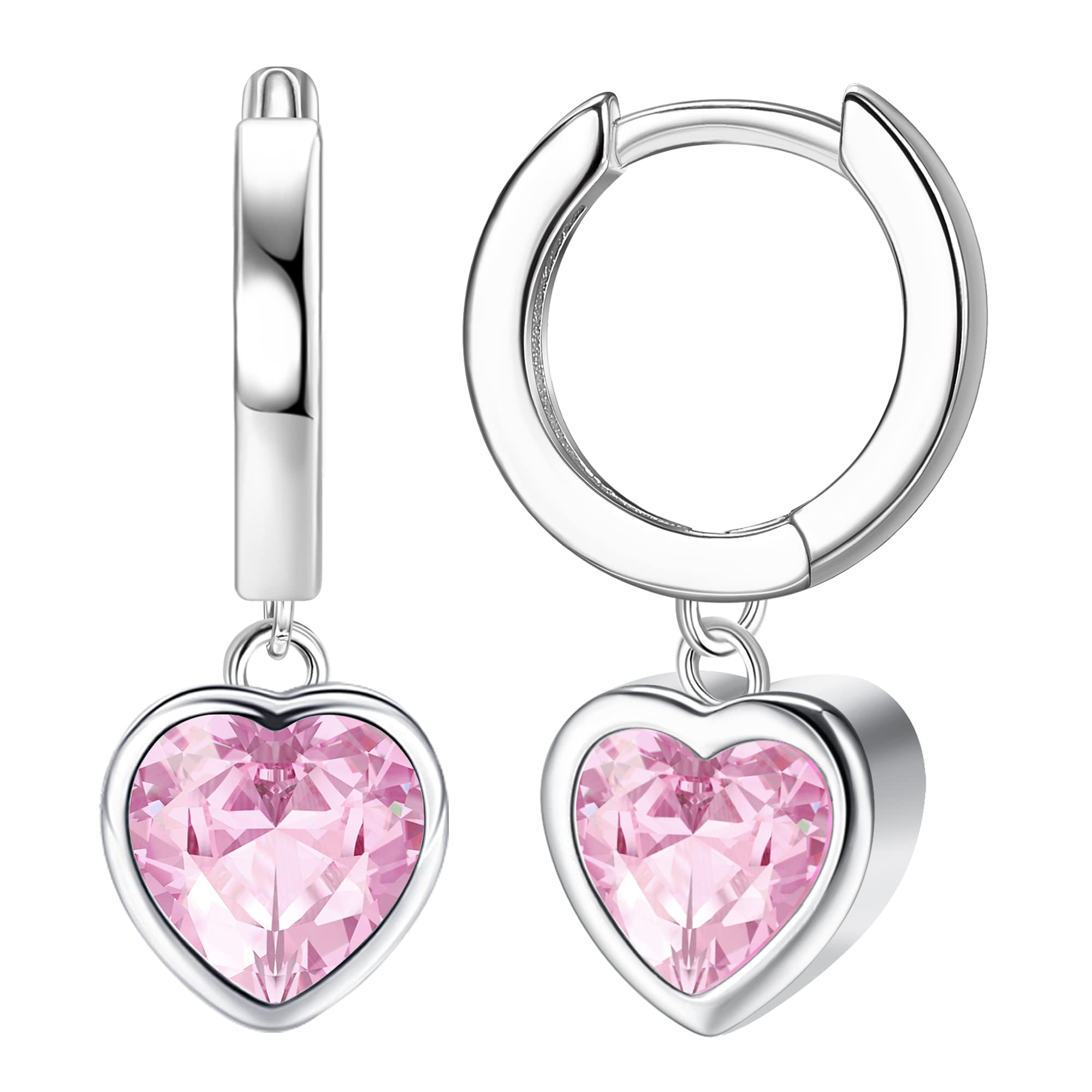 ORAZIO Plata de ley 925 Post Huggie con Aretes Colgantes Huggie Pequeños aretes de aro Encanto Personalizado Zirconia Cúbica/Luna/Estrella/Corazón/Relámpago/Cristal Pendientes Colgantes para Mujer