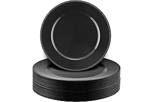 24 Pack Charger Plates 13 Inch Round Dinner Plates plastic Metallic Bead Charger Plates