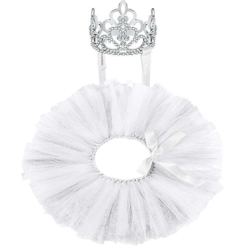 Vestido Tutu com Tiara de Strass para Cães Hillban, Pacote com 2, X-Large, Branco