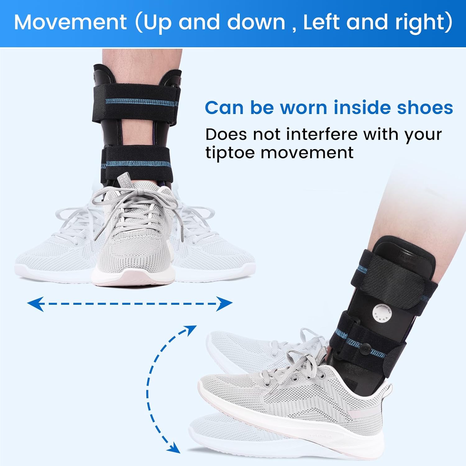Velpeau Air Gel Foam Ankle Stabilizer Support Brace for Sprained Ankle, Ligament Injury, Tendonitis, Adjustable Rigid Stirrup Ankle Splint for Women and Men (Foam Version, Large, Right Foot) - Image 3
