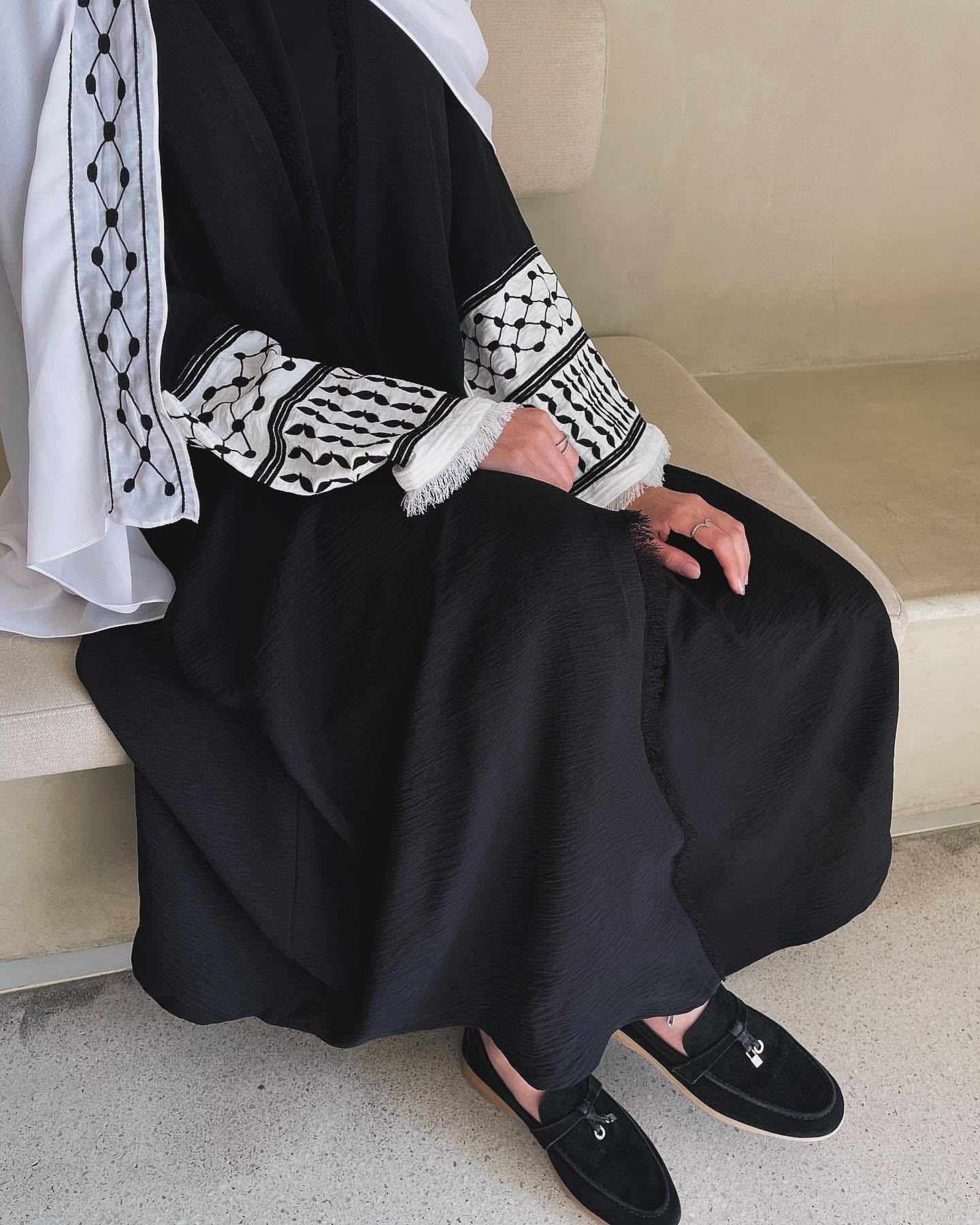 CLMJHG Muslimisches Kleid, modische offene Strickjacke, Abayas, Stickerei, Kimono für Damen, Türkiye, Elegante islamische Kleidung ohne Hijab