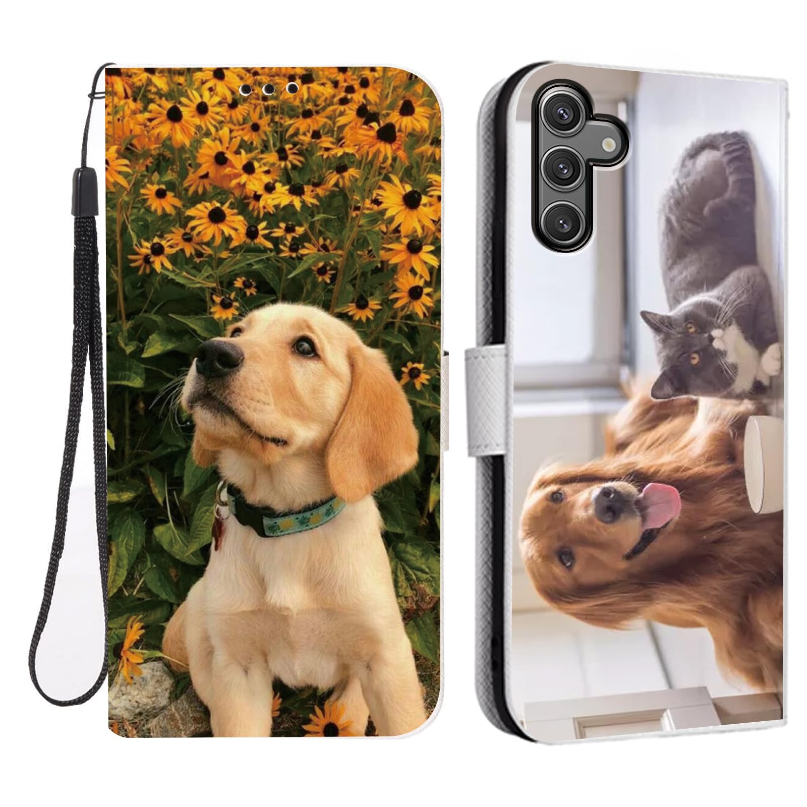 – Personalized Custom Photo Leather Wallet Flip Phone Case for Samsung Galaxy A54 5G,Custom Picture Image Name on Leather Side Flip Stand Cover for Samsung Galaxy A54 5G-WHITE01