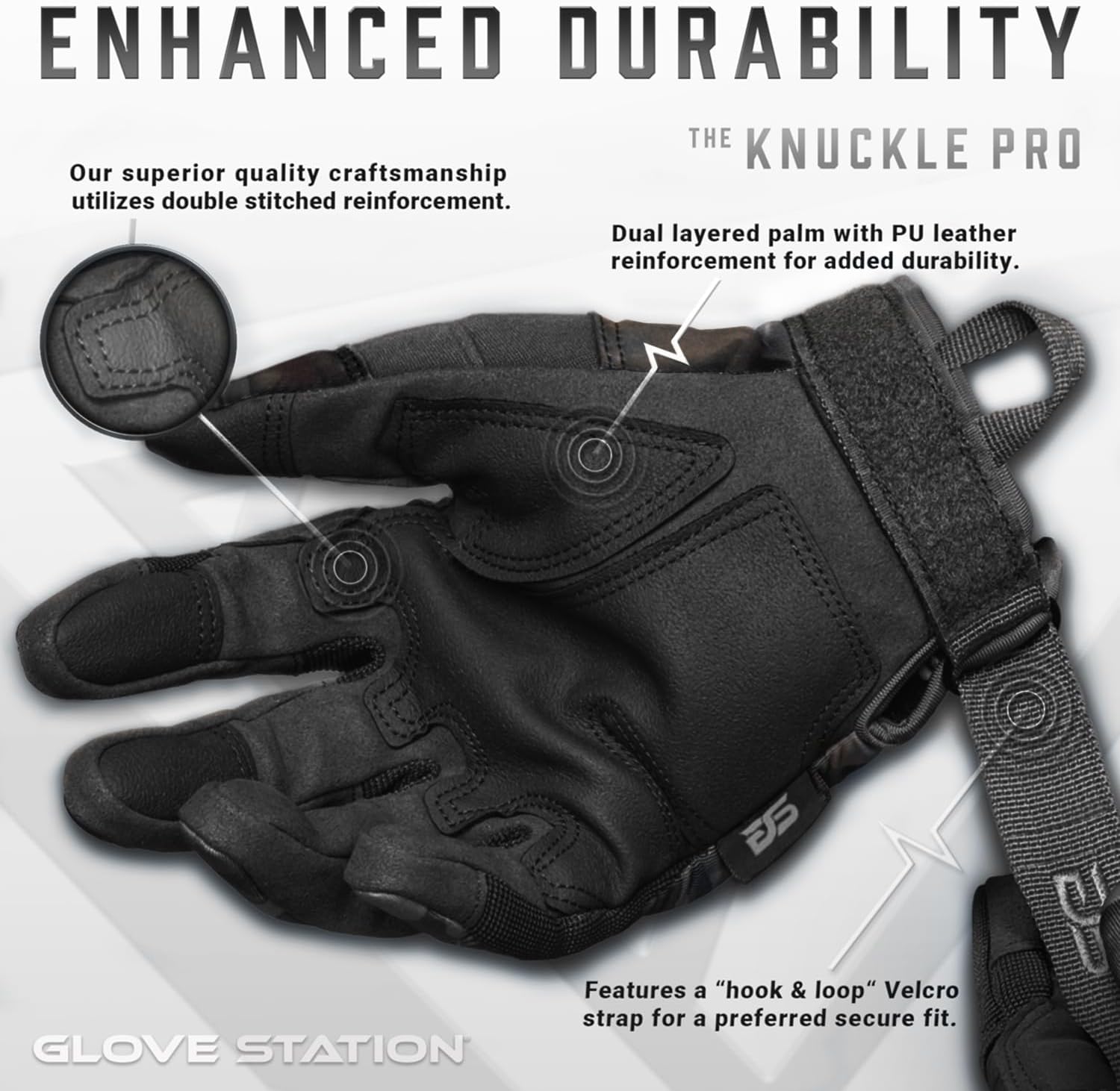 Glove Station Gloves for Men – Touchscreen Utility Gear with Hard Knuckle Protection Used in Motorcycle, Airsoft, Combat, & Outdoor Work Black Multicam Medium