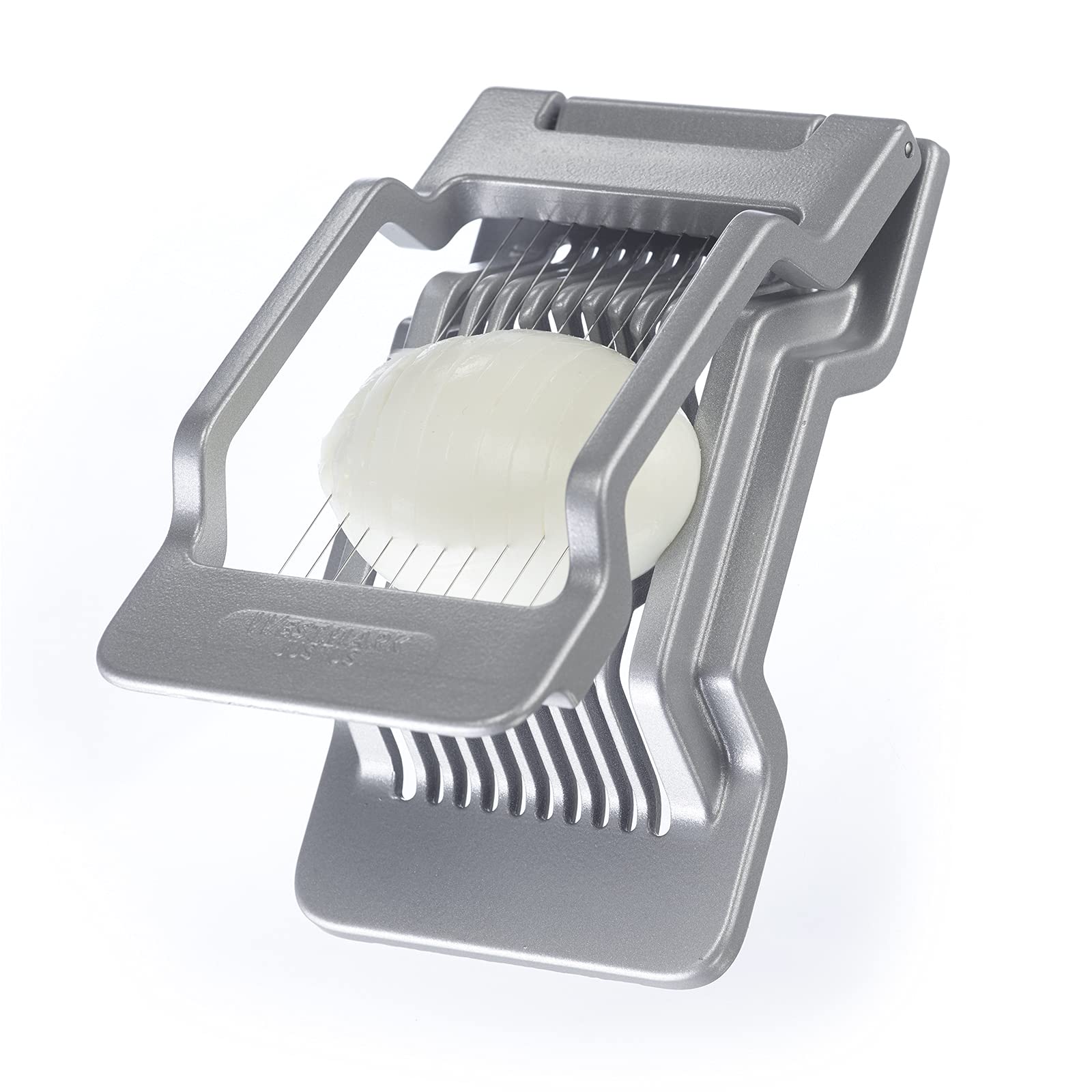 Westmark Cortador de huevos para rebanadas redondas y ovaladas, Alambres de corte tensados ​​individualmente de acero inoxidable, Aluminio/acero inoxidable, Justus, Gris, 10402260