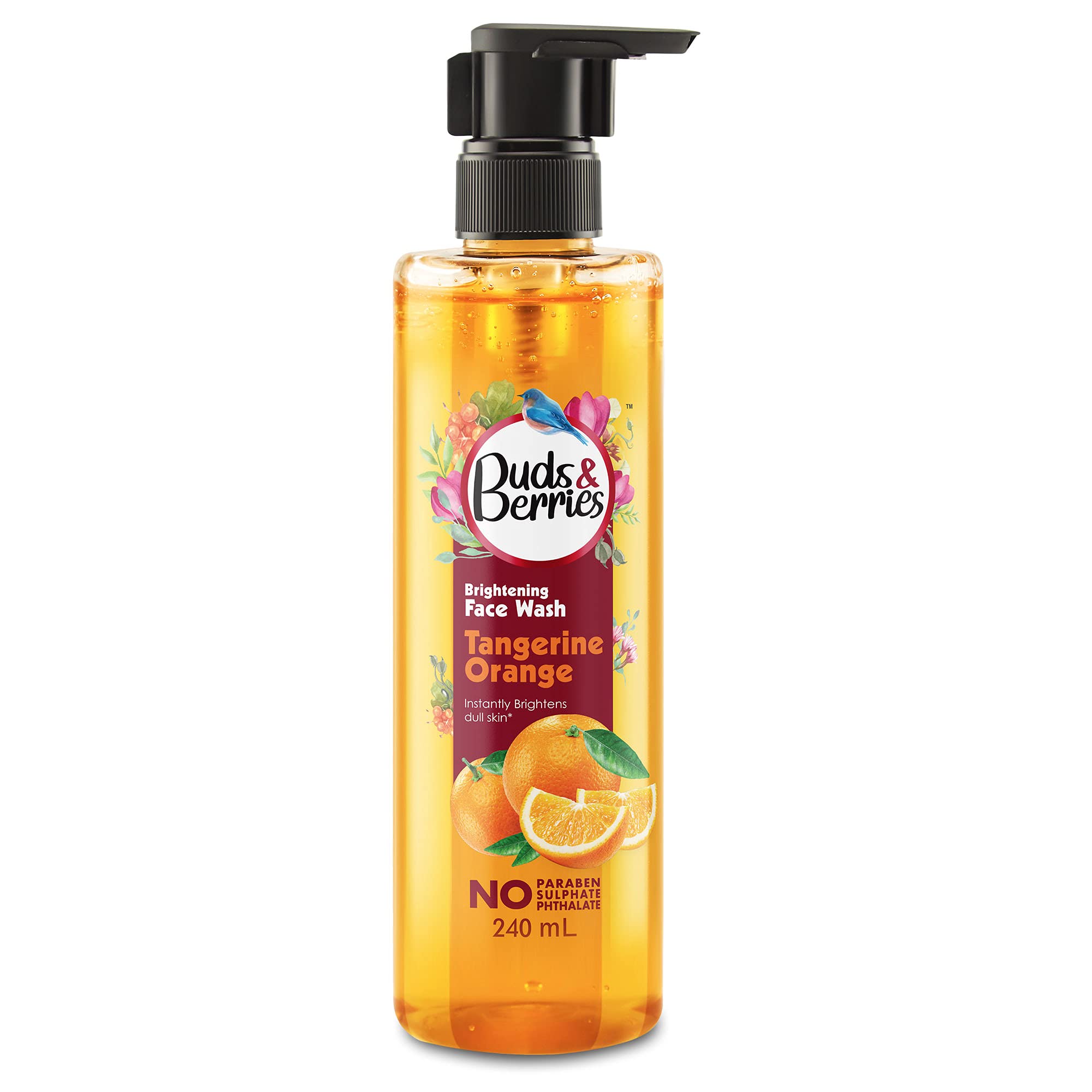 Buds & Berries Tangerine Orange Vitamin C Face Wash for Brightening, No Sulphate, No Paraben - 240ml