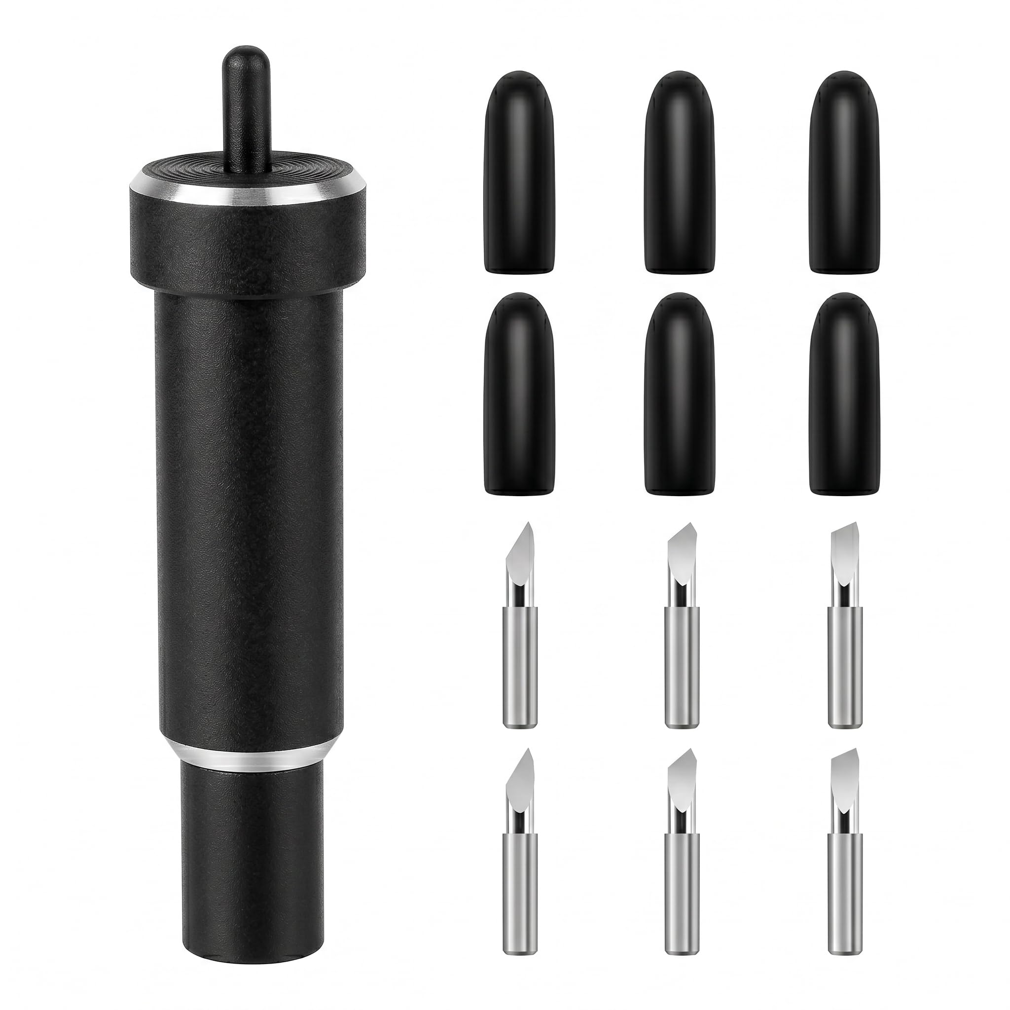 6-teiliges Gehäuse mit tiefem Schnitt, Ersatzklingen für Cricut Maker, Explore und Air Serie, dünne und tiefe Klingen, Schutzgehäuse, 30°, 45° und 60° (schwarz)