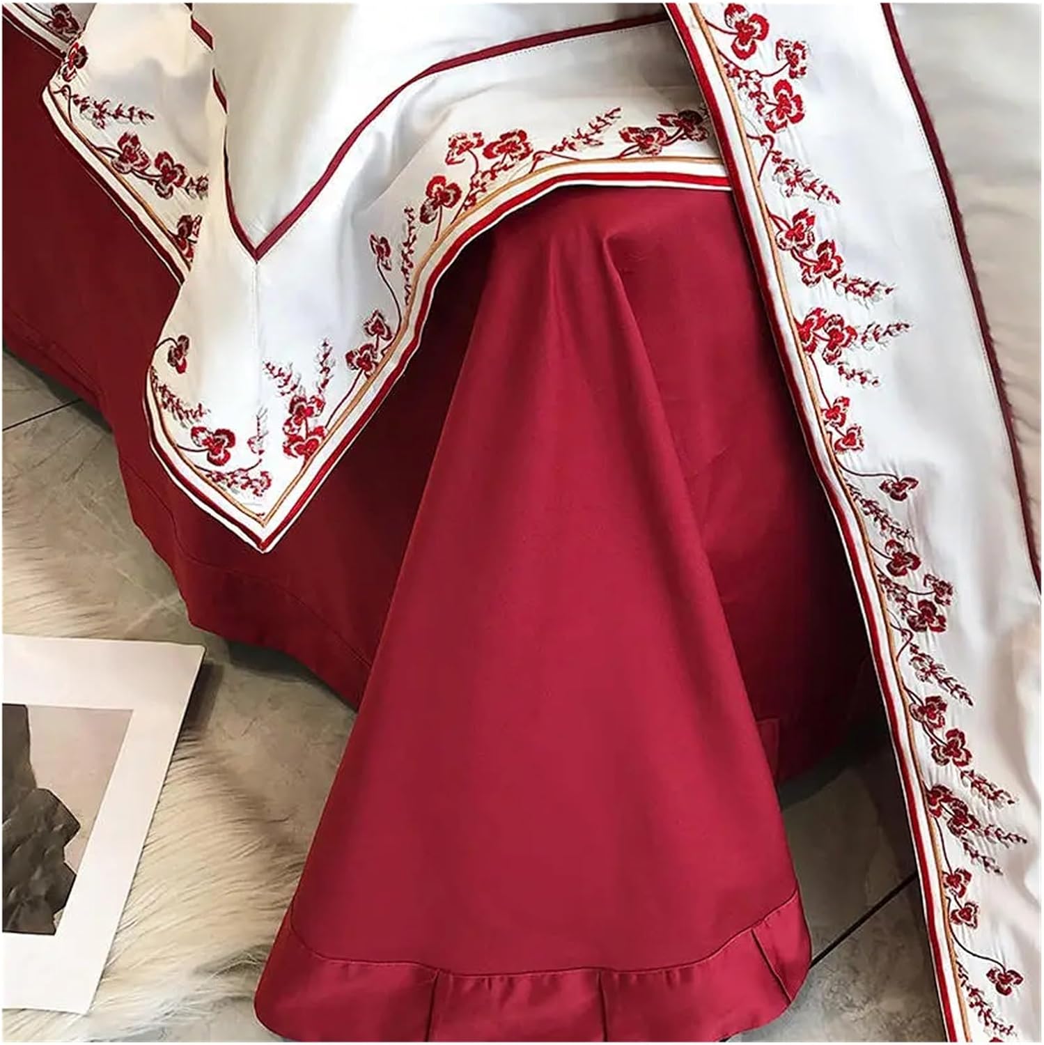 Flowery Vine Pattern Bedding Set Queen King Egyptian Cotton Bedding Duvet Cover Set with Sheets Quilt Cover Pillow,Bed