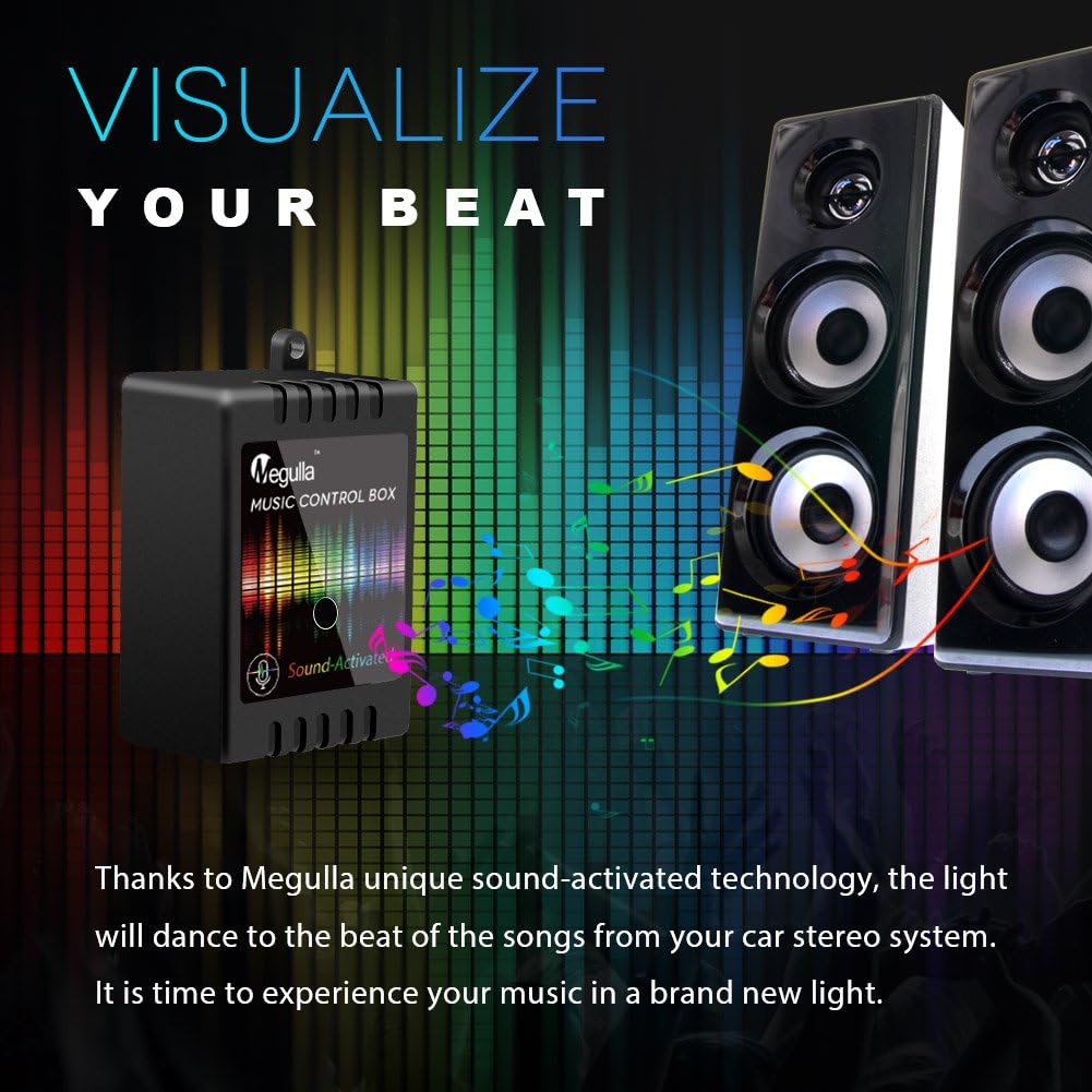 Underdash Lighting Kit, Megulla USB RGB Multi-Color LED Car Interior Lights with Sound Activation and Wireless Remote for Cars, Trucks, Pickups (4pc RGB Kit)