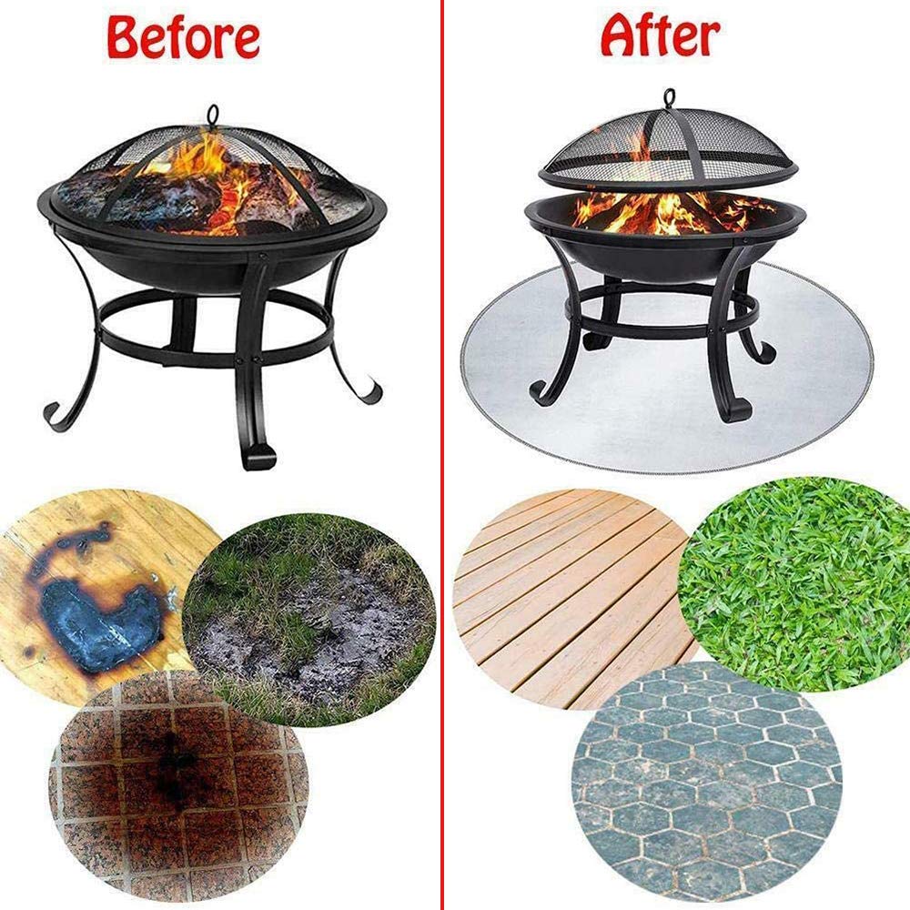 Uterstyle Feuerschalenmatte – Runde Grillmatte, 91,4x91,4 Cm, Hitzebeständig Bis 537°C, Für Terrasse & Garten