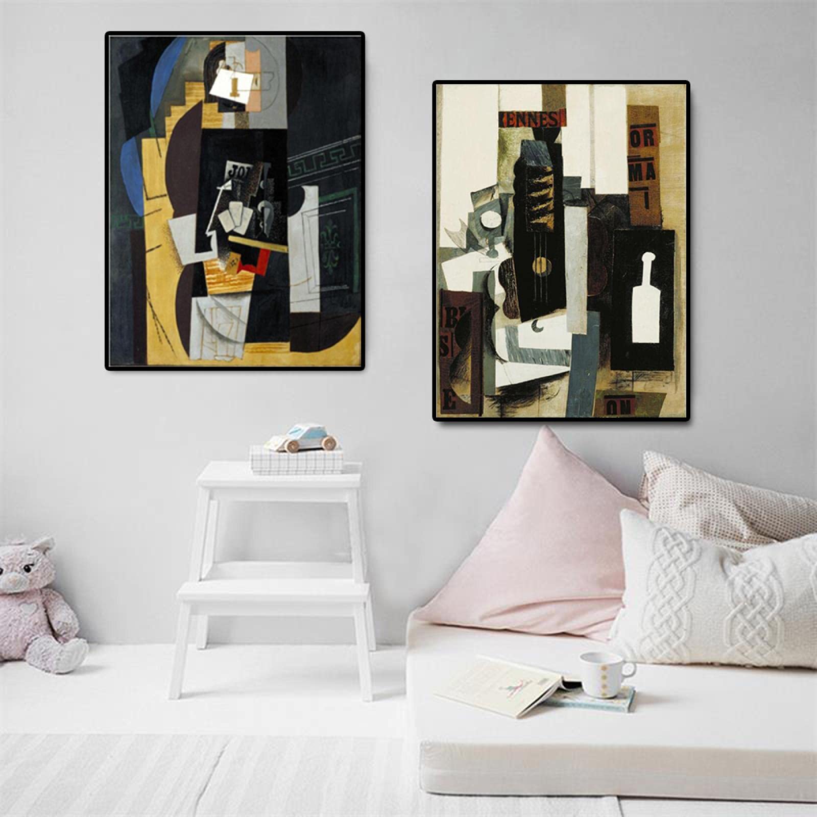 Yangld Astratta Picasso Famoso Pittura Strumento Musicale Dipinti su Tela Poster e Stampa Wall Art Picture for Room Decor 70x100cm-2Pcs Frameless