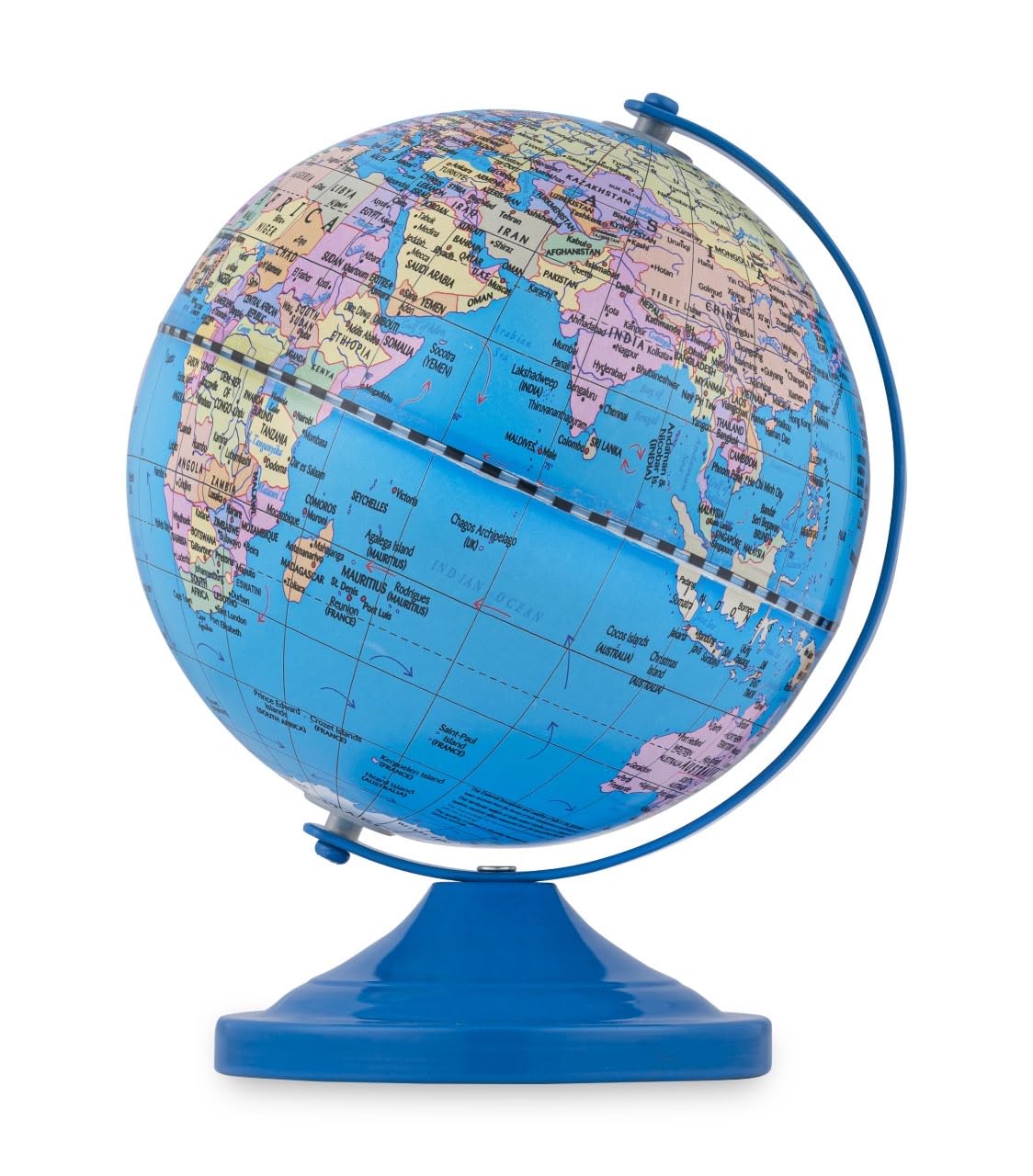 GLOBUS Meridian 15 Educational World Globe with Metal Arc & Base and Magnifying Glass | Geography Learning Globe for Kids, Students & Home Décor (Blue)