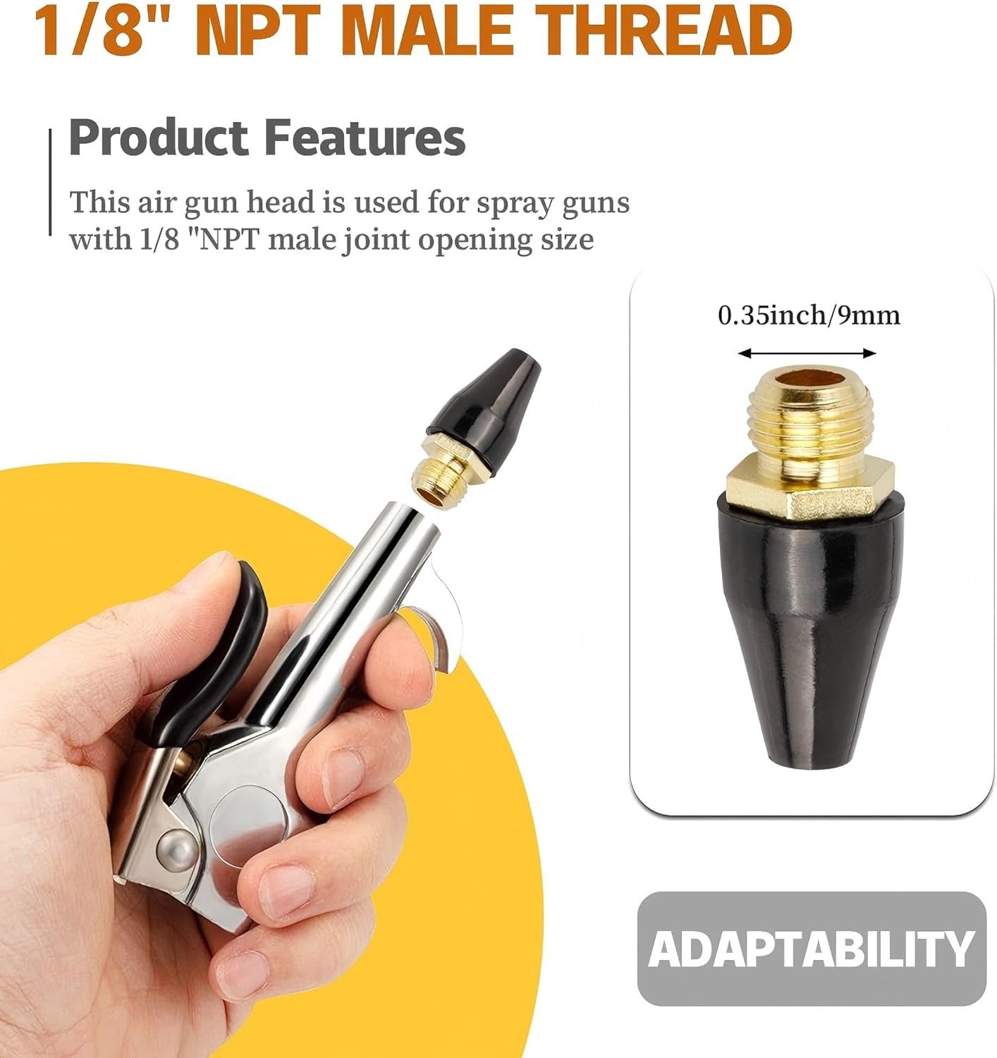 15 Pcs Bestgle Rubber Air Tool for Air Nozzle Tip, 1/8" NPT Male Thread Air Blow Gun Nozzle Tip Black Air Hose Nozzles Air Tool Parts & Accessories
