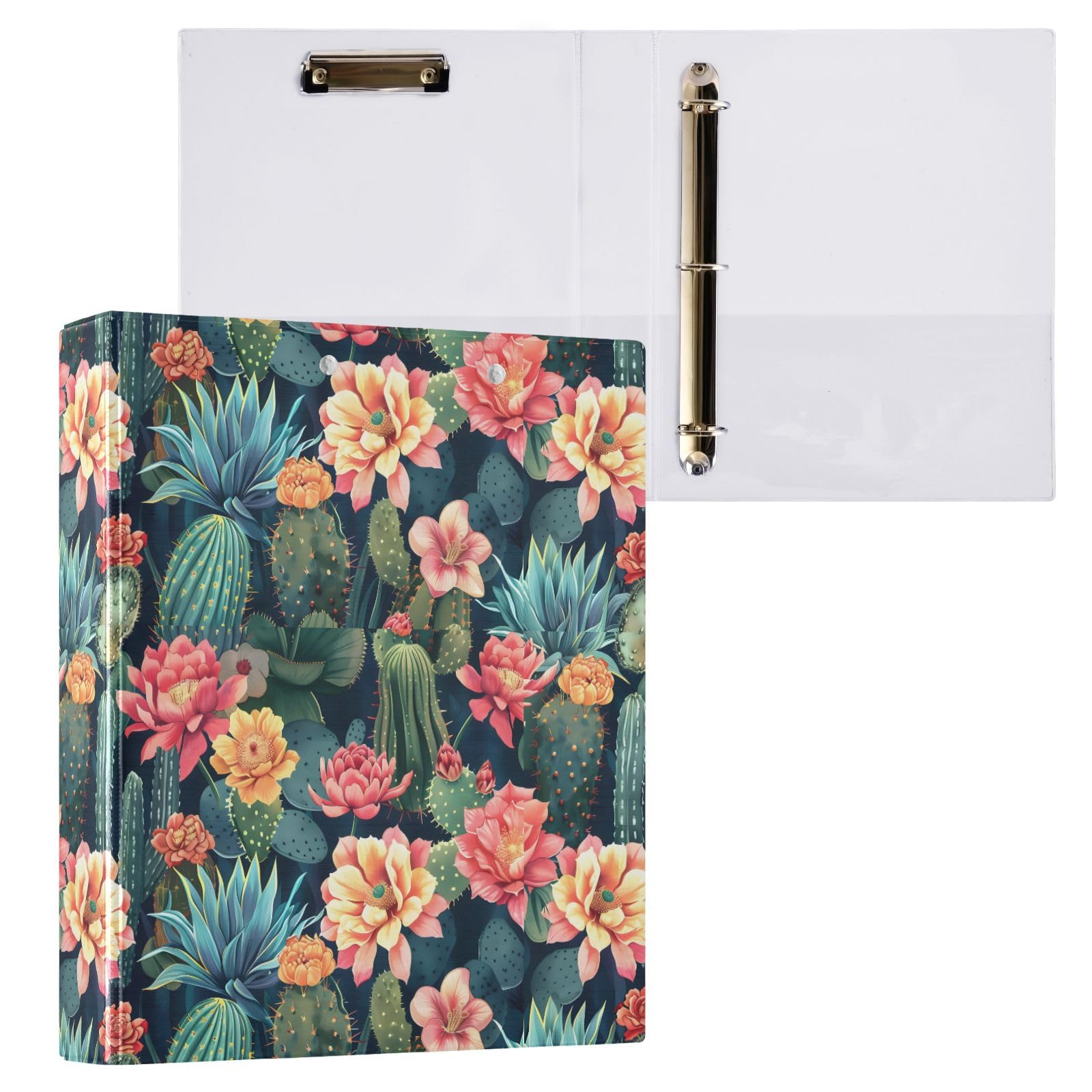 Raccoglitore a 3 anelli disegnato a mano con stampa deserta, 3,8 cm, contiene 200 fogli con 3 tasche interne in PVC trasparente, per scuola e ufficio
