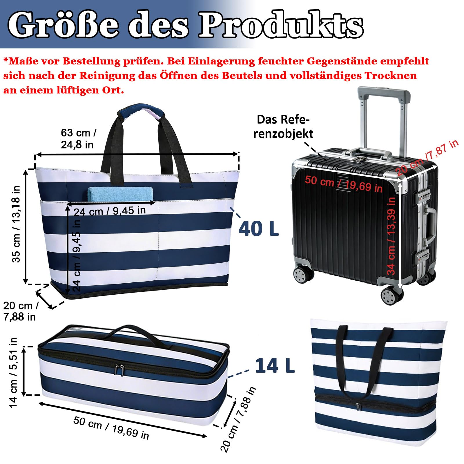 Bolsa de baño grande con cremallera, plegable, ultraligera