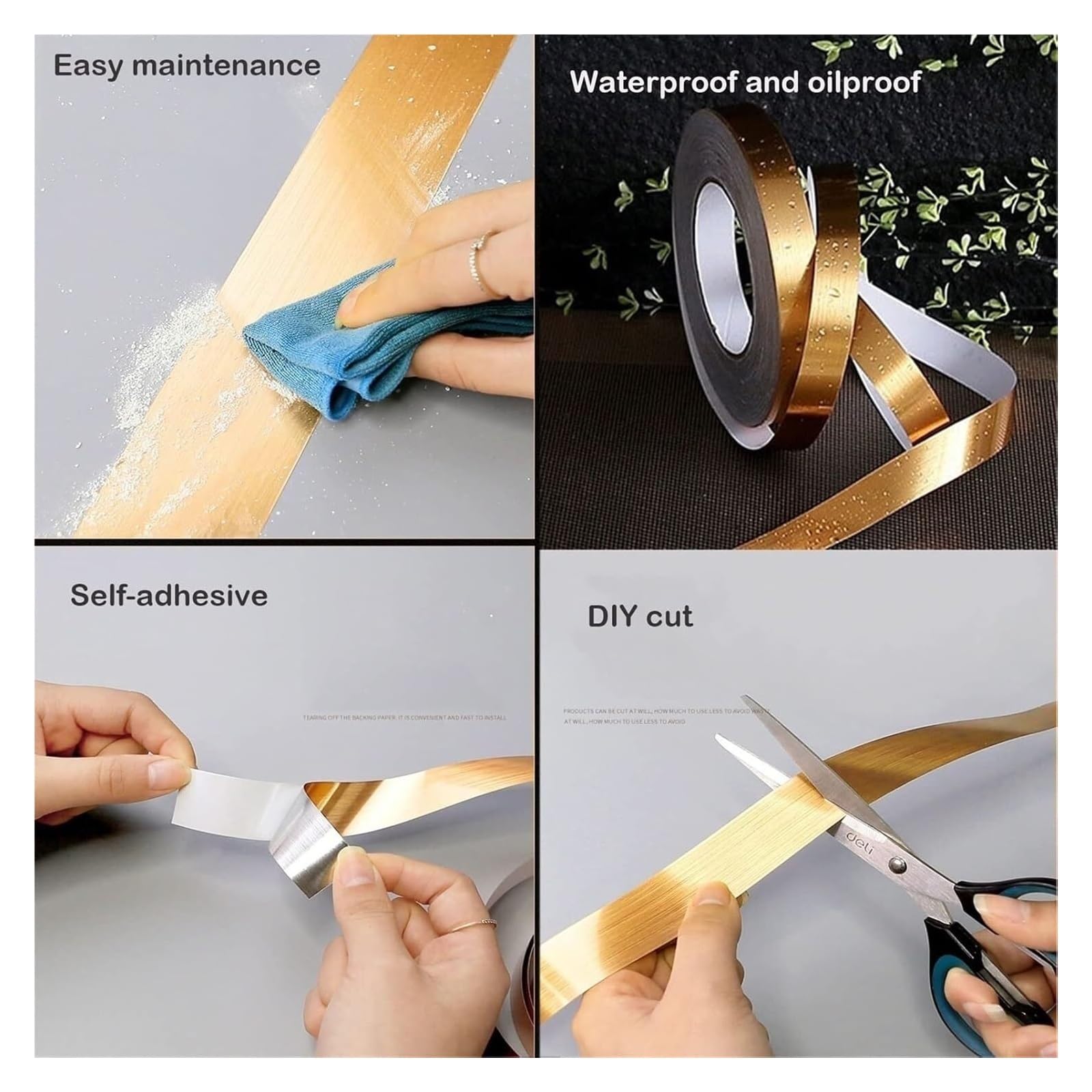 Papel pintado autoadhesivo, moldura de 164 pies - borde de pared autoadhesivo marco de puerta de techo línea de cintura decoración del hogar azulejos de baño de cocina (plata mate, W: 3 cm)