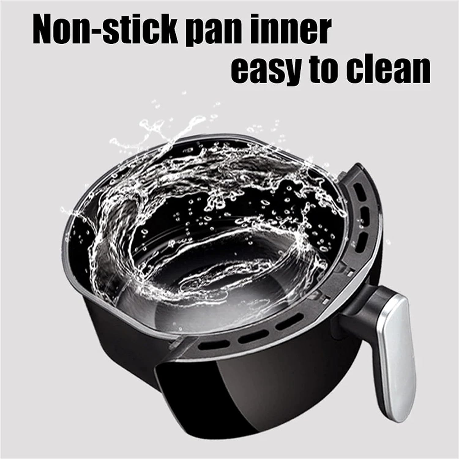 Non-stick pan inner being cleaned with water