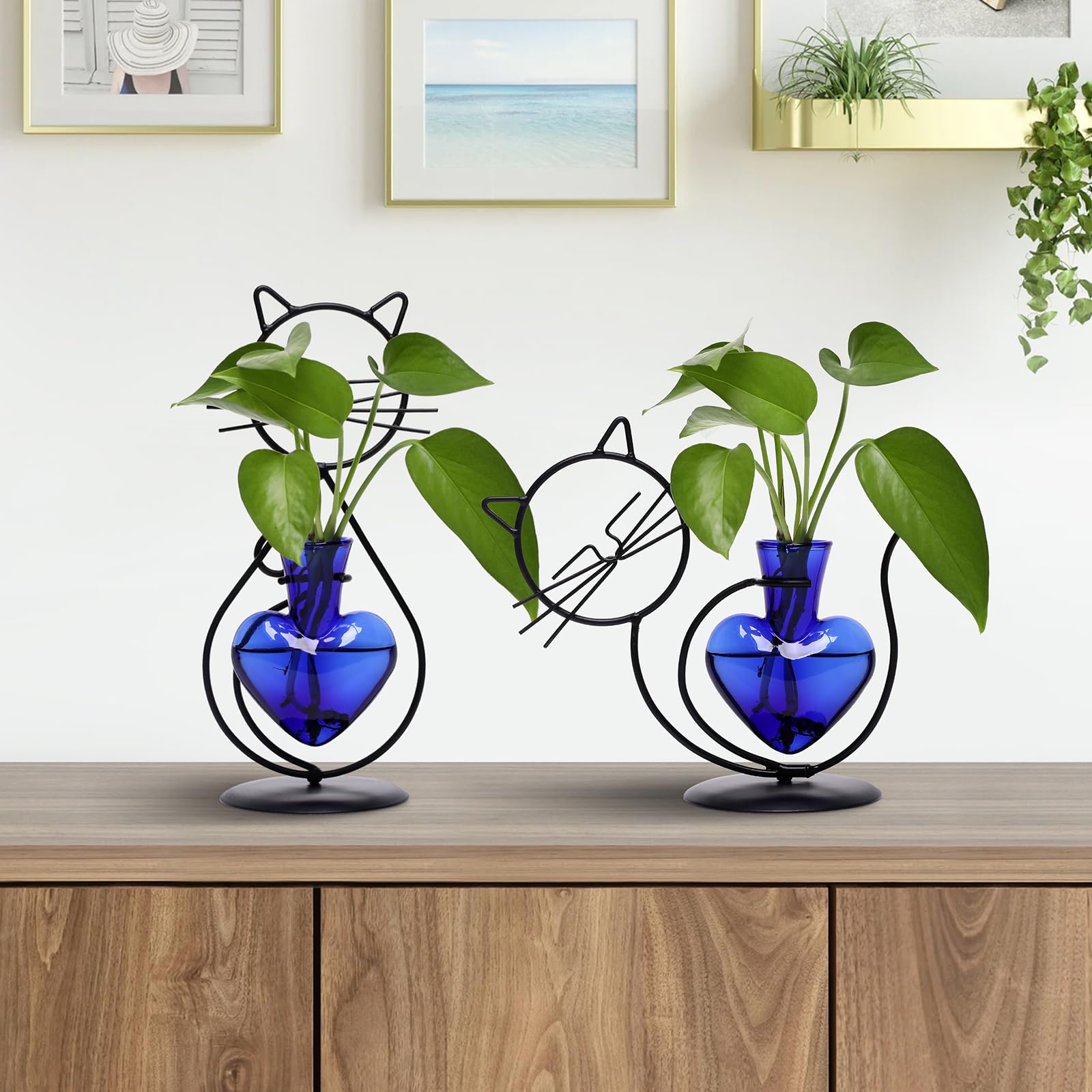 Pflanzen-Terrarium, Anzuchtstation, Katzenliebhaber, Geschenke für Frauen, Pflanzenliebhaber, Heimbüro, Dekoration, Katzen-Schreibtisch-Zubehör