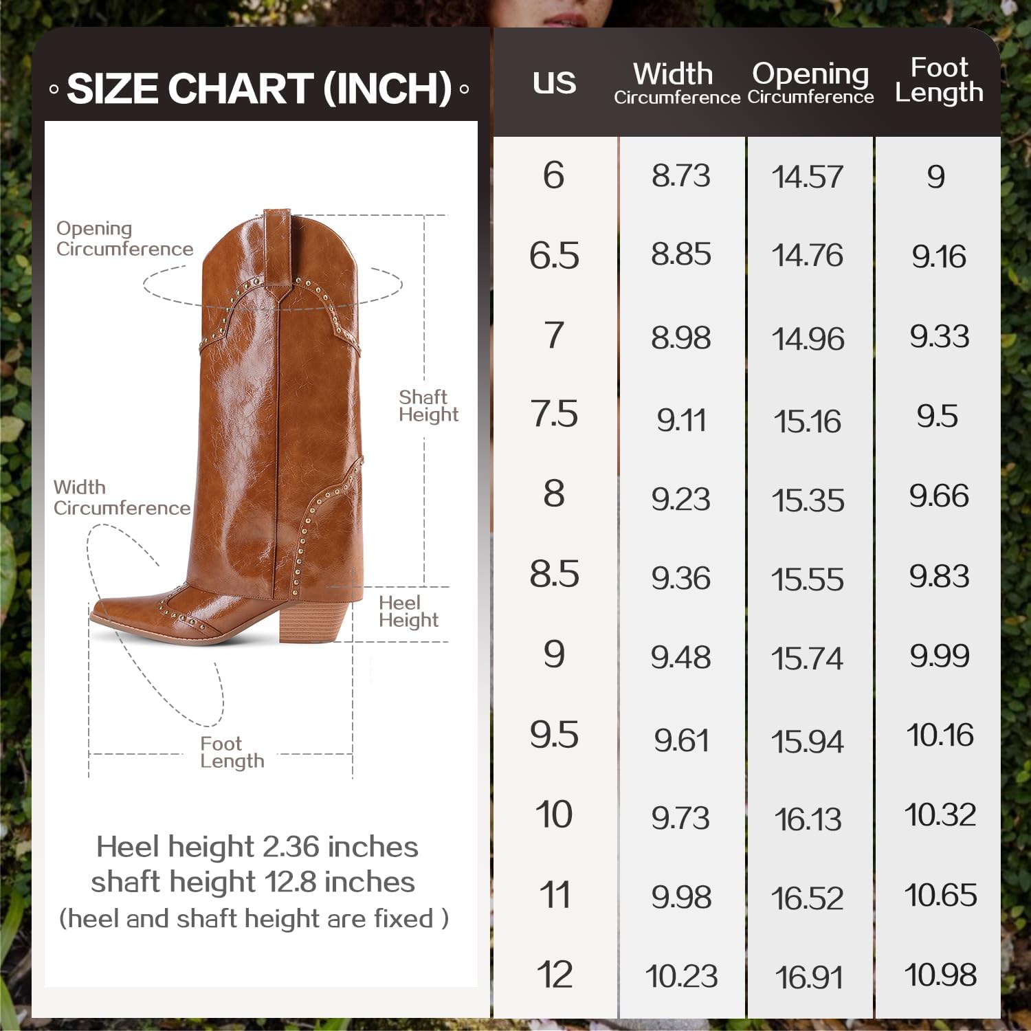 Women Shark Boots Fold Over Mid Calf Chunky Heel Snip Toe Cowboy Cowgirl Pull On Studded Boots for Women - Image 7