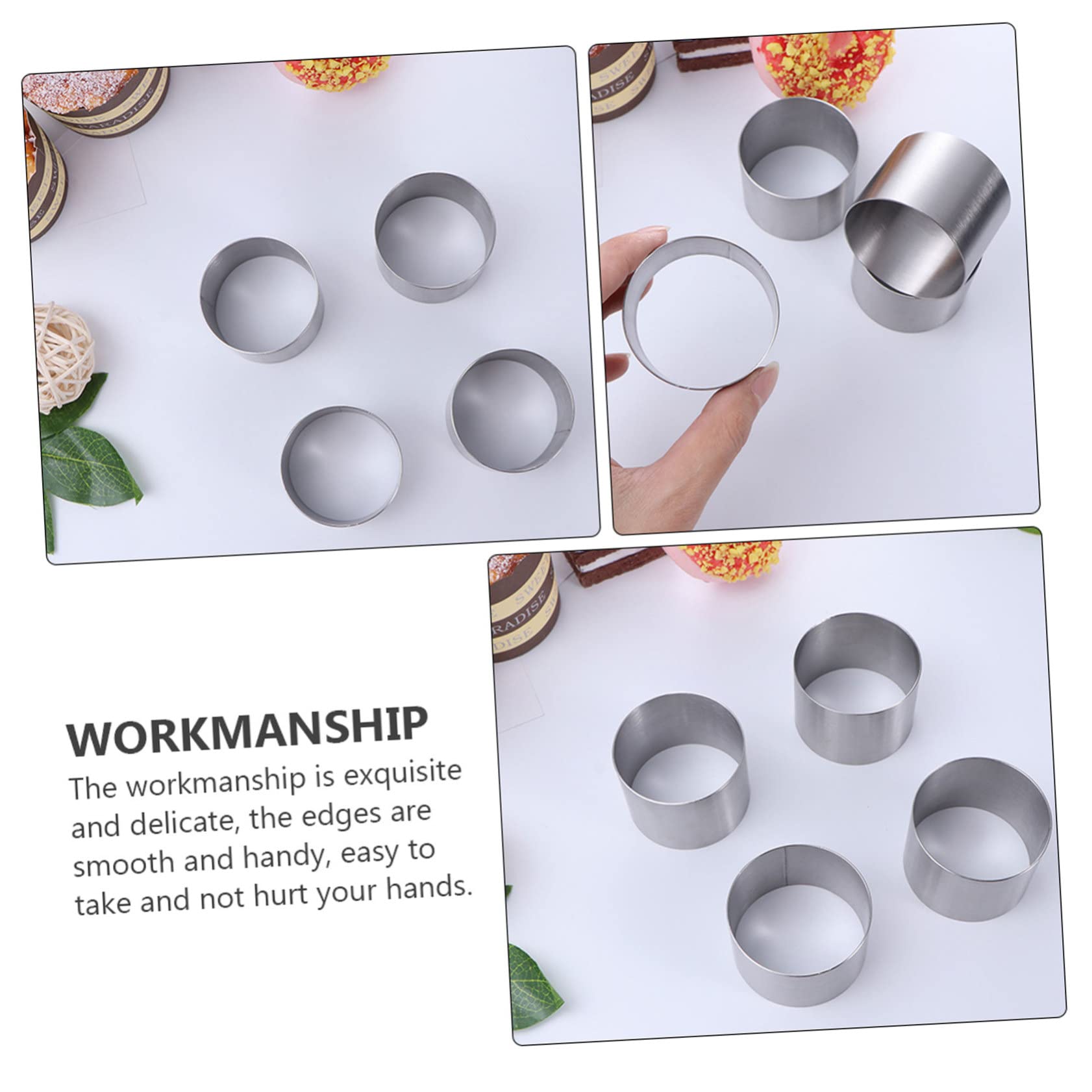 Hemobllo Moldes Para Pasteles y Mousse 8 Unidades, Acero Inoxidable Ecológico, Reutilizables, Perfectos Para Postres y Repostería Diy