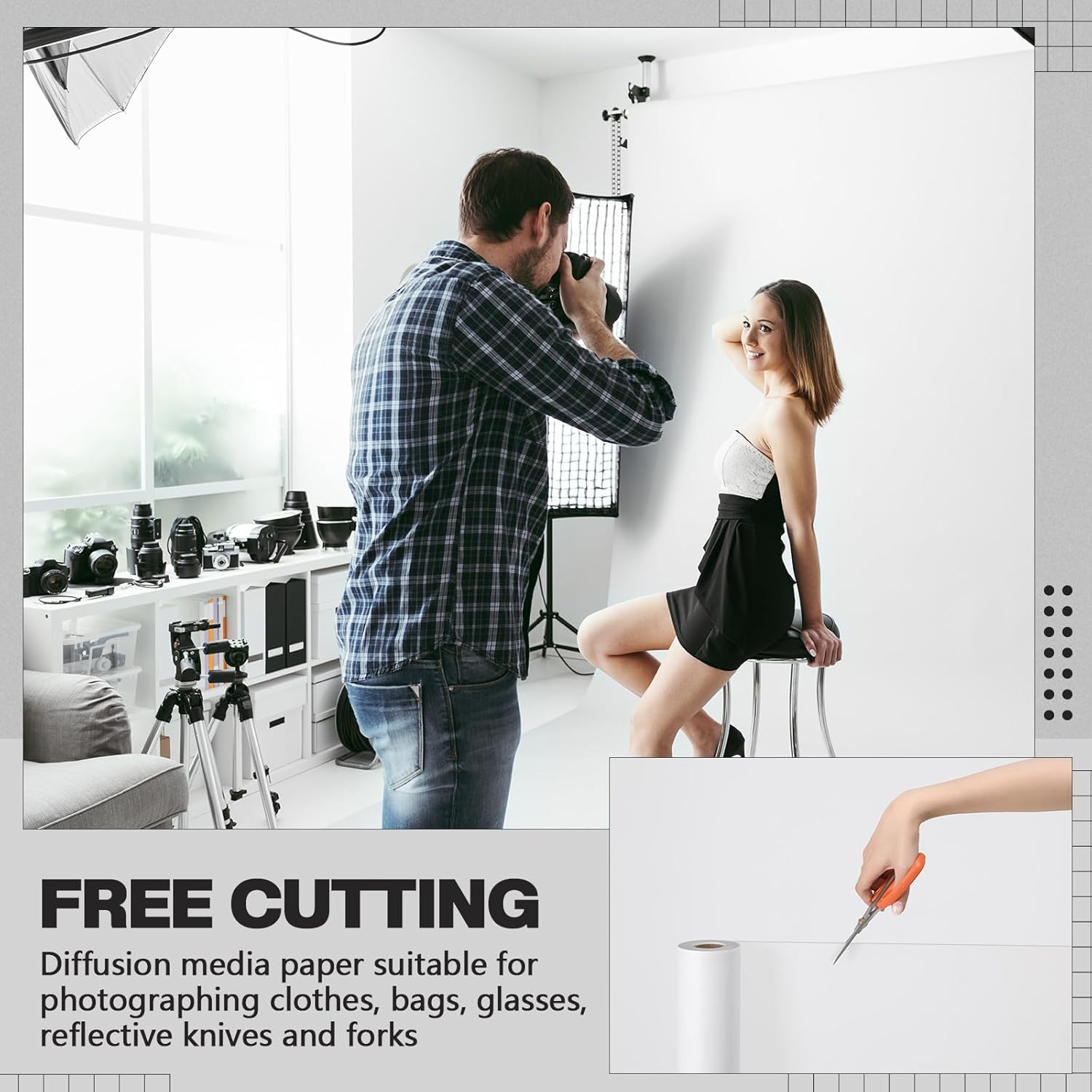 Nezyo Light Diffuser Sheet 15.75 x 984 Inch/ 0.4 x 25 M Extra Long Diffusion Film Sheet Lighting Gel Diffuser Roll White Diffusion Paper Roll for LED Flash Strobe Light Photography Video