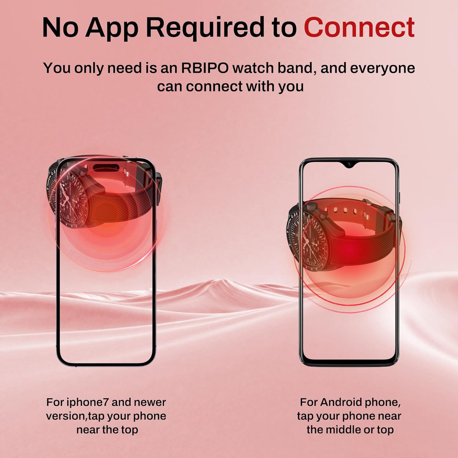 Digital Business Card NFC Watch Band Bicolor Silicone Strap, Smart NFC Wristband for Men and Women, Instant App-Free Sharing Compatible with iPhone & Android,20-24mm