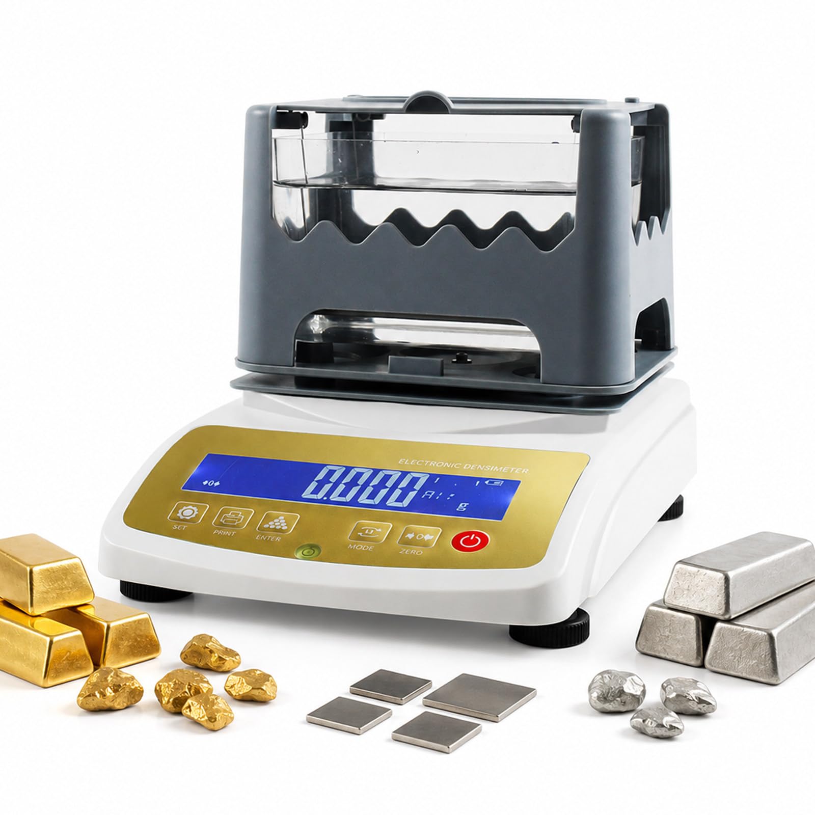 Goldreinheits-Analysegerät, professionelles elektronisches Densimeter für Gold, Silber, Platin und Palladium, Labor-Dichtemessgerät für Juweliere und Pfandhäuser 600K