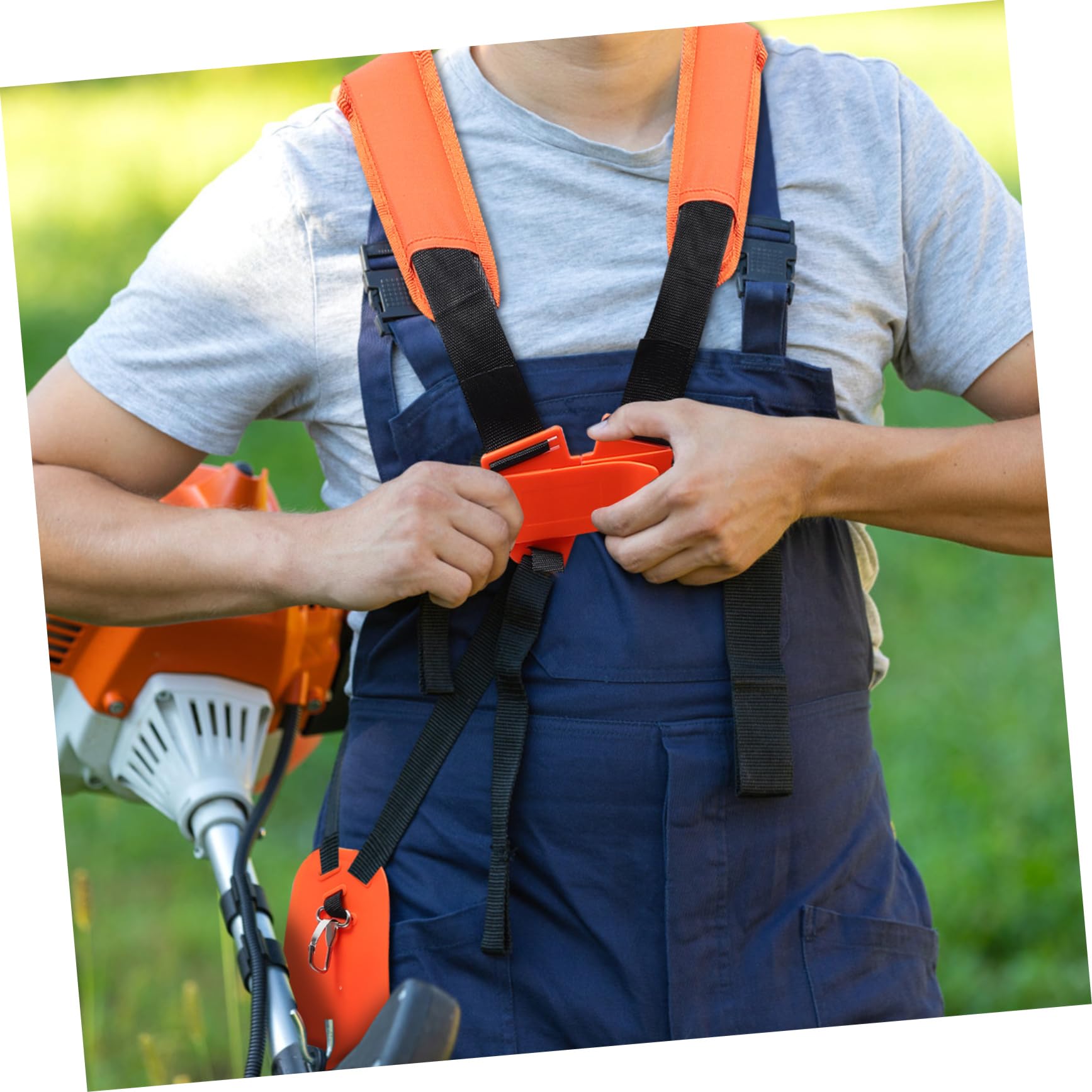 Happyyami Lawn Mower Shoulder Straps for Comfort Orange Sturdy String Trimmer Harness Easy Adjustment for Safe Grass Cutting
